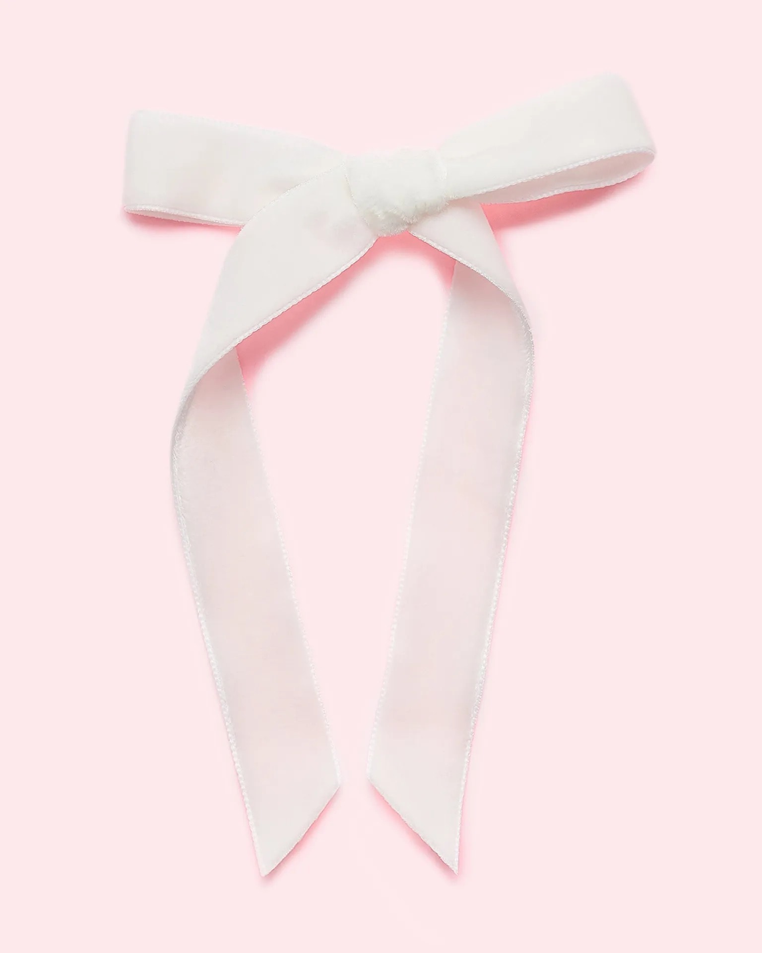 VELVET BOW CLIP WHITE