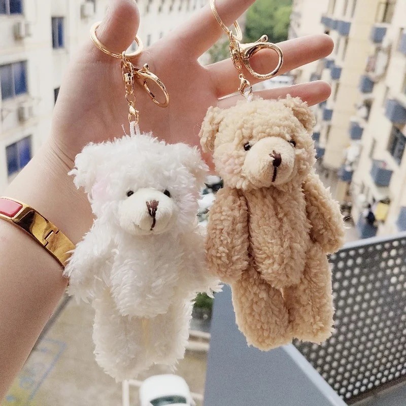 11 cm Kremrengi  Sevimli Teddy Anahtarlık 12'li Paket