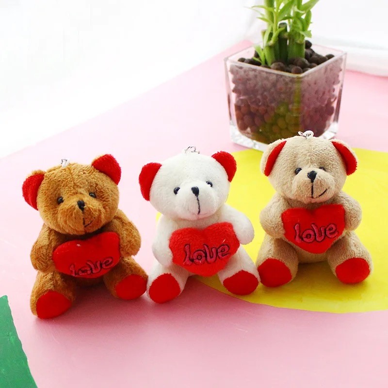 10 cm Karışık Renk Love Ayıcık Anahtarlık 12’li Paket 