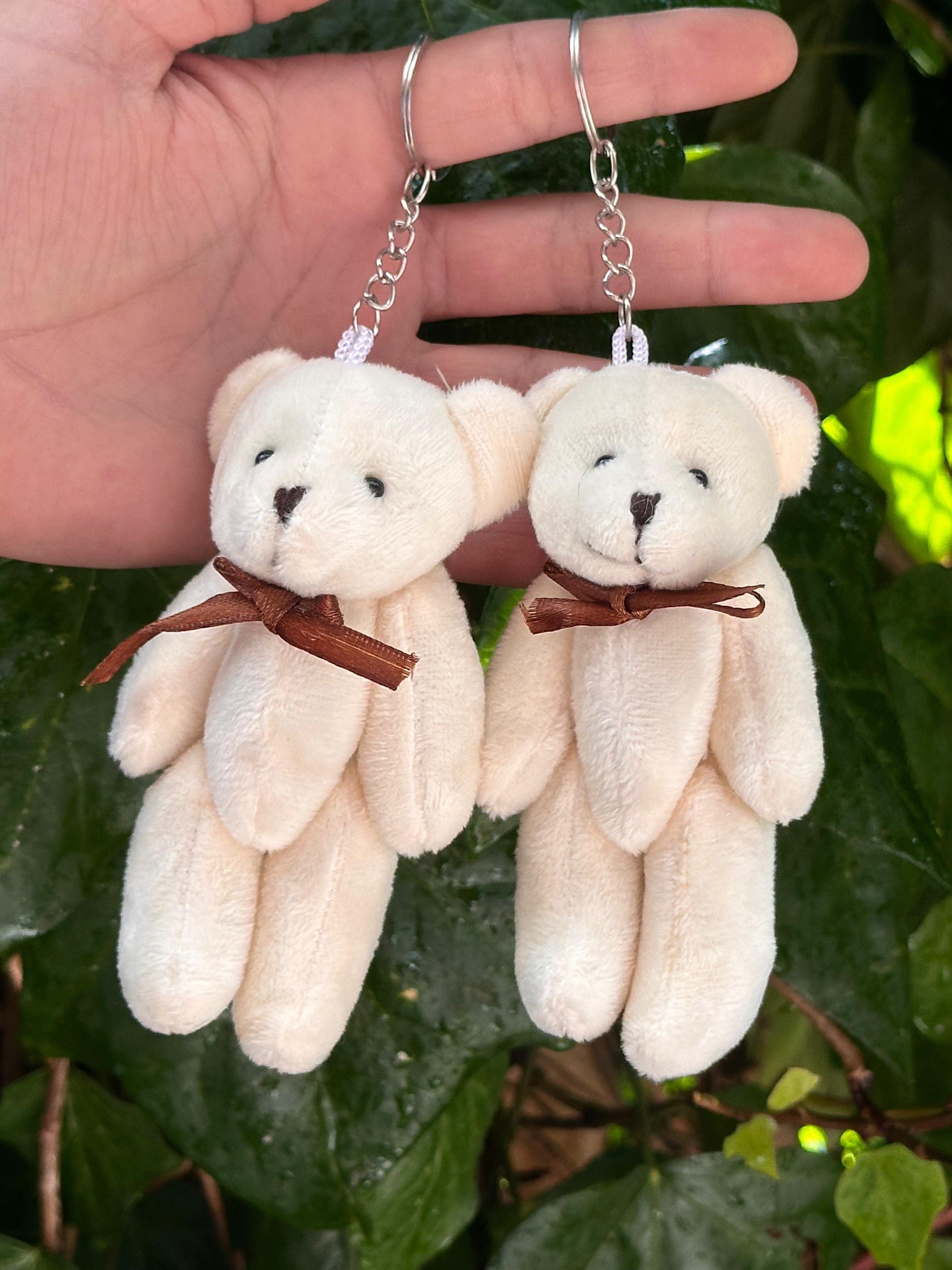 12 cm Ayakta Pelüş Ayıcık Anahtarlık Krem Rengi 12'li Paket