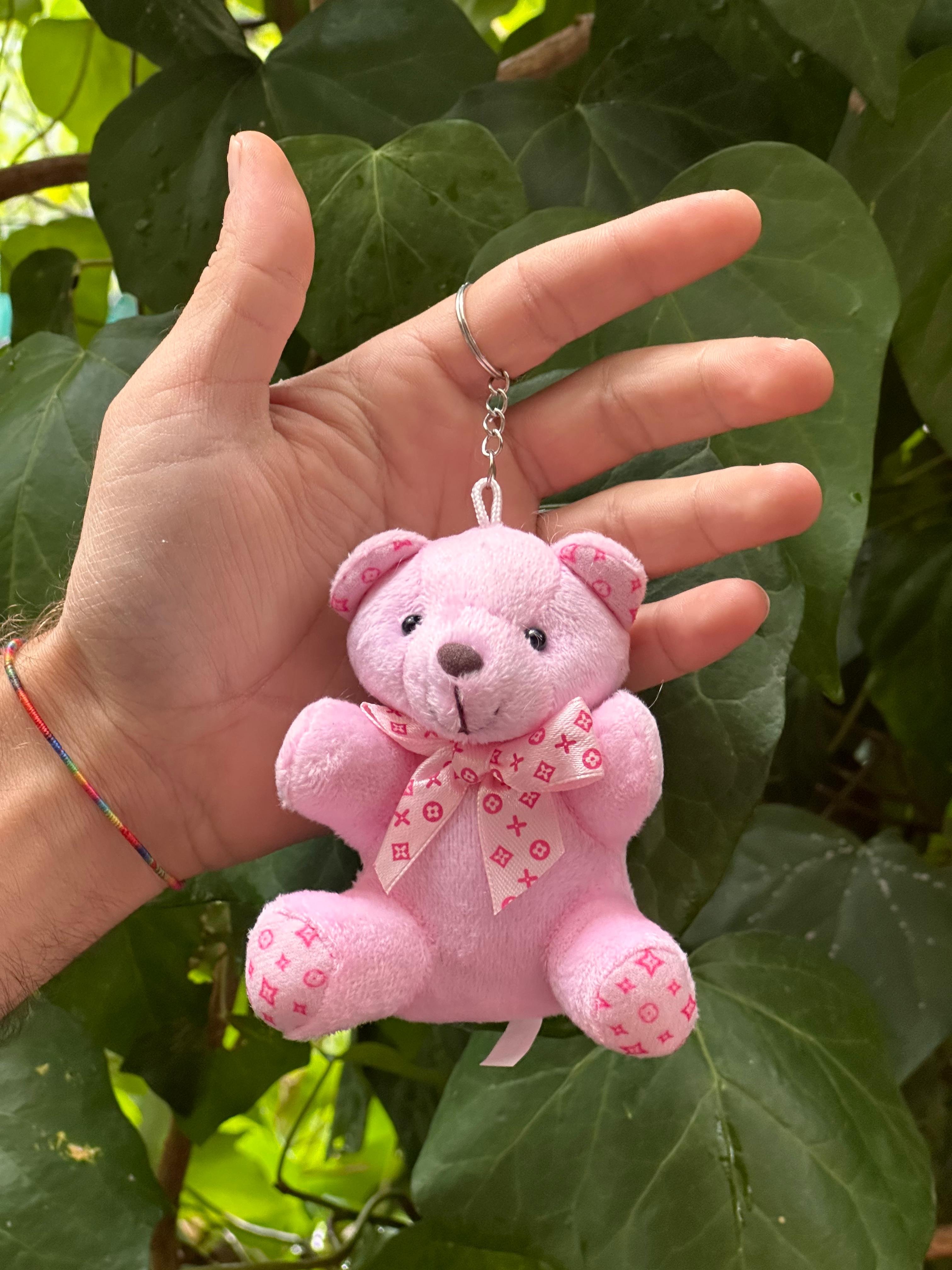 10 cm Yıldız Desenli Pelüş Ayıcık Anahtarlık Pembe Rengi 12'li Paket