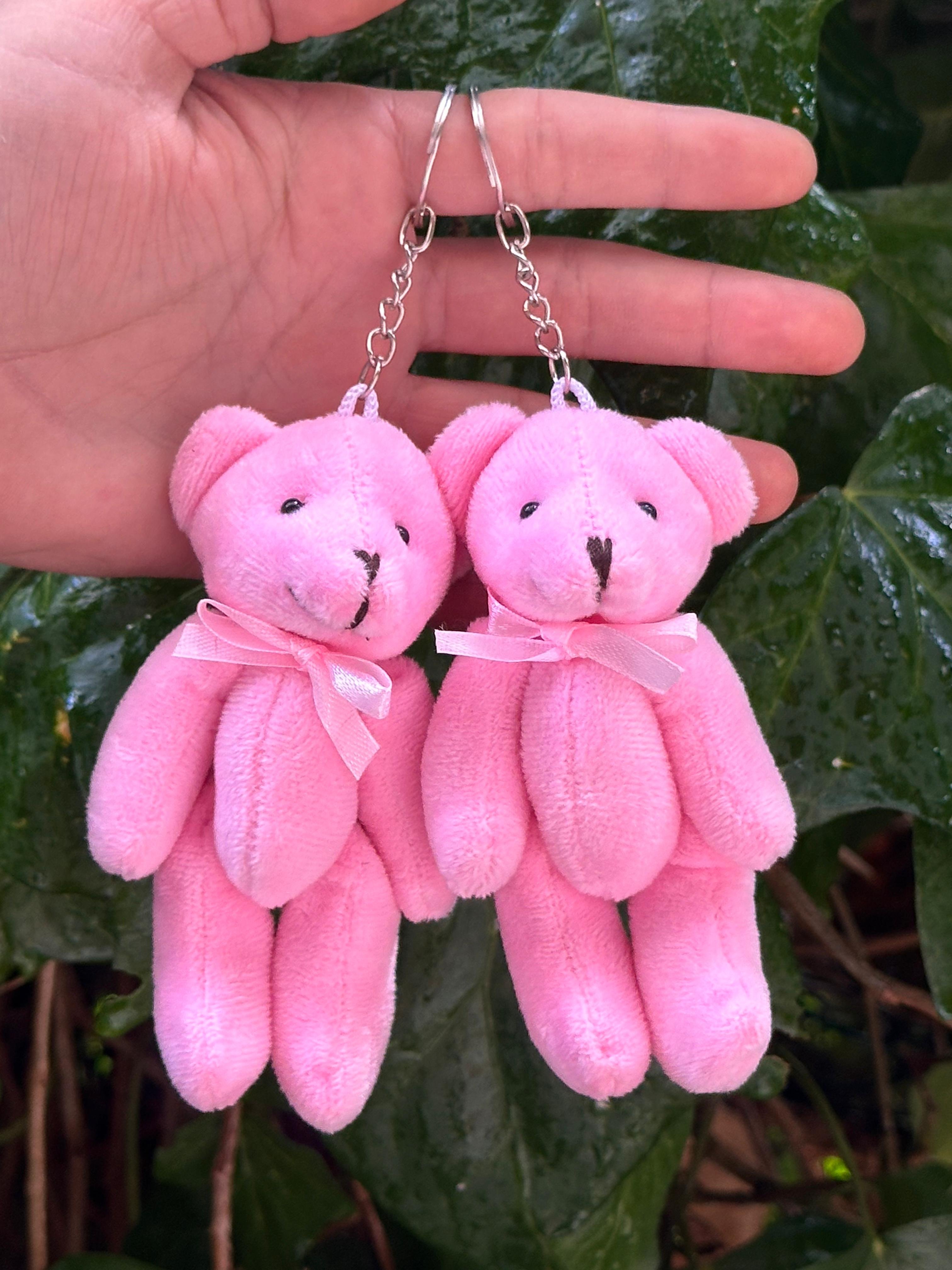 12 cm Ayakta Pelüş Ayıcık Anahtarlık Pembe Rengi 12'li Paket