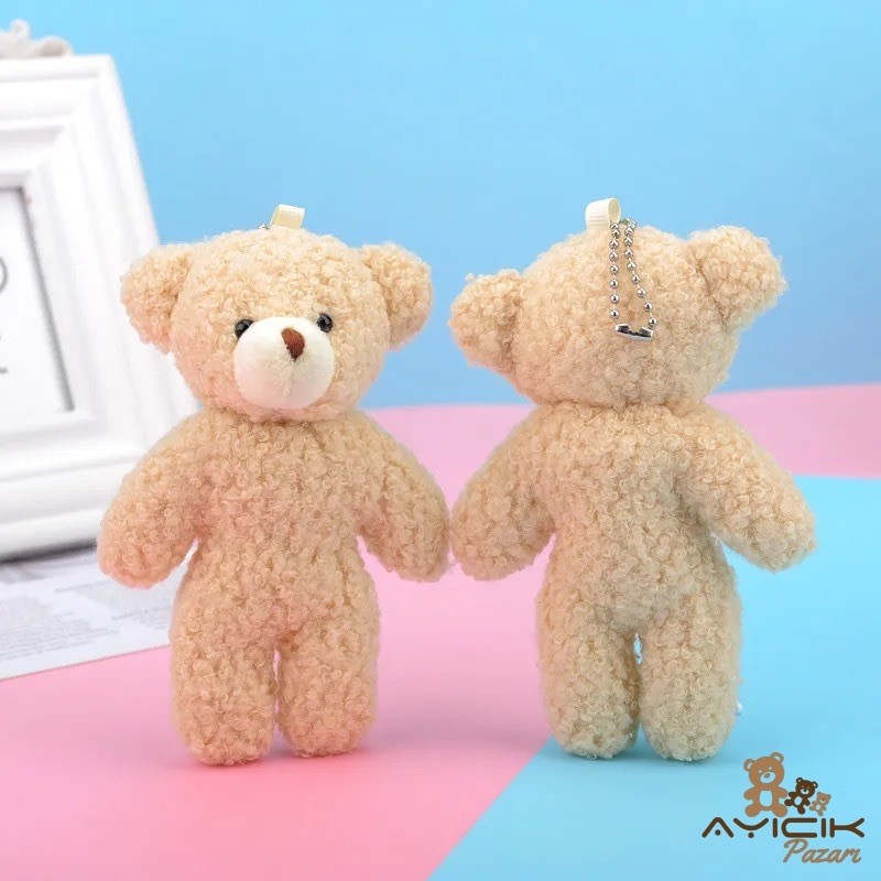 11cm Kıvırcık Tüylü Krem Ayı 12'li Paket