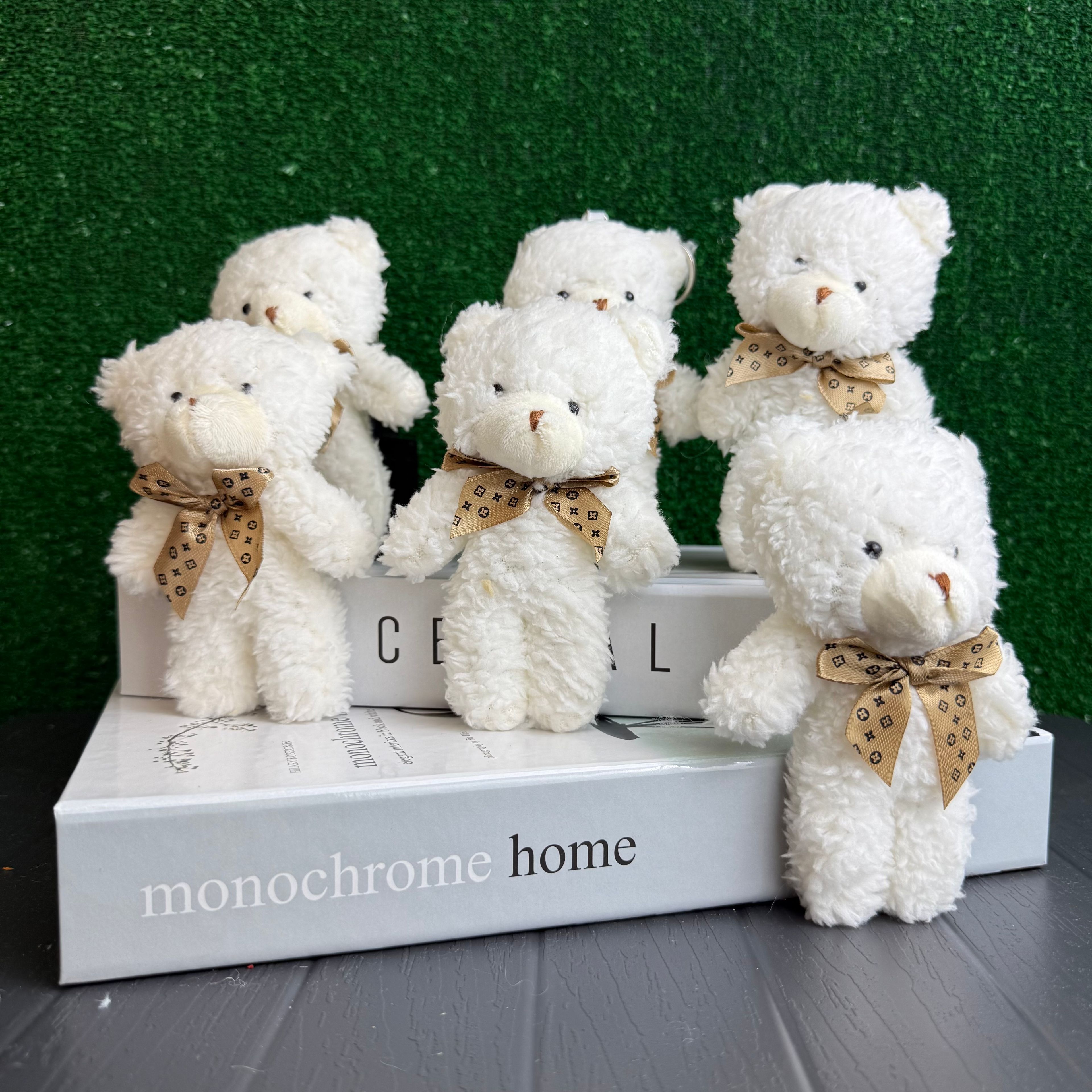 12 cm Beyaz Peluş Ayıcık Anahtarlık 12’li Paket