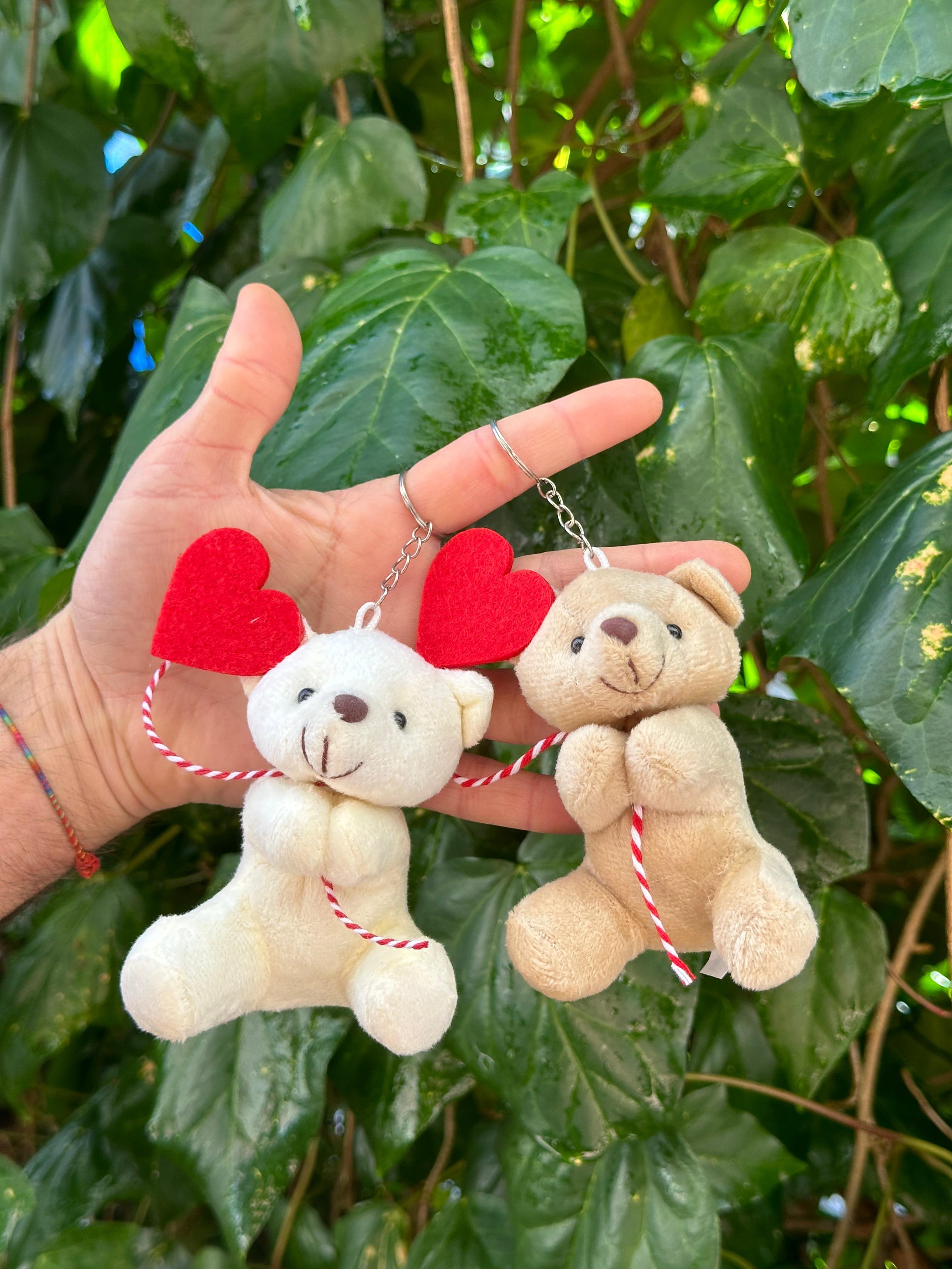 10 Cm Kalpli Balonlu Karışık Renk Ayıcık Anahtarlık 12'li Paket