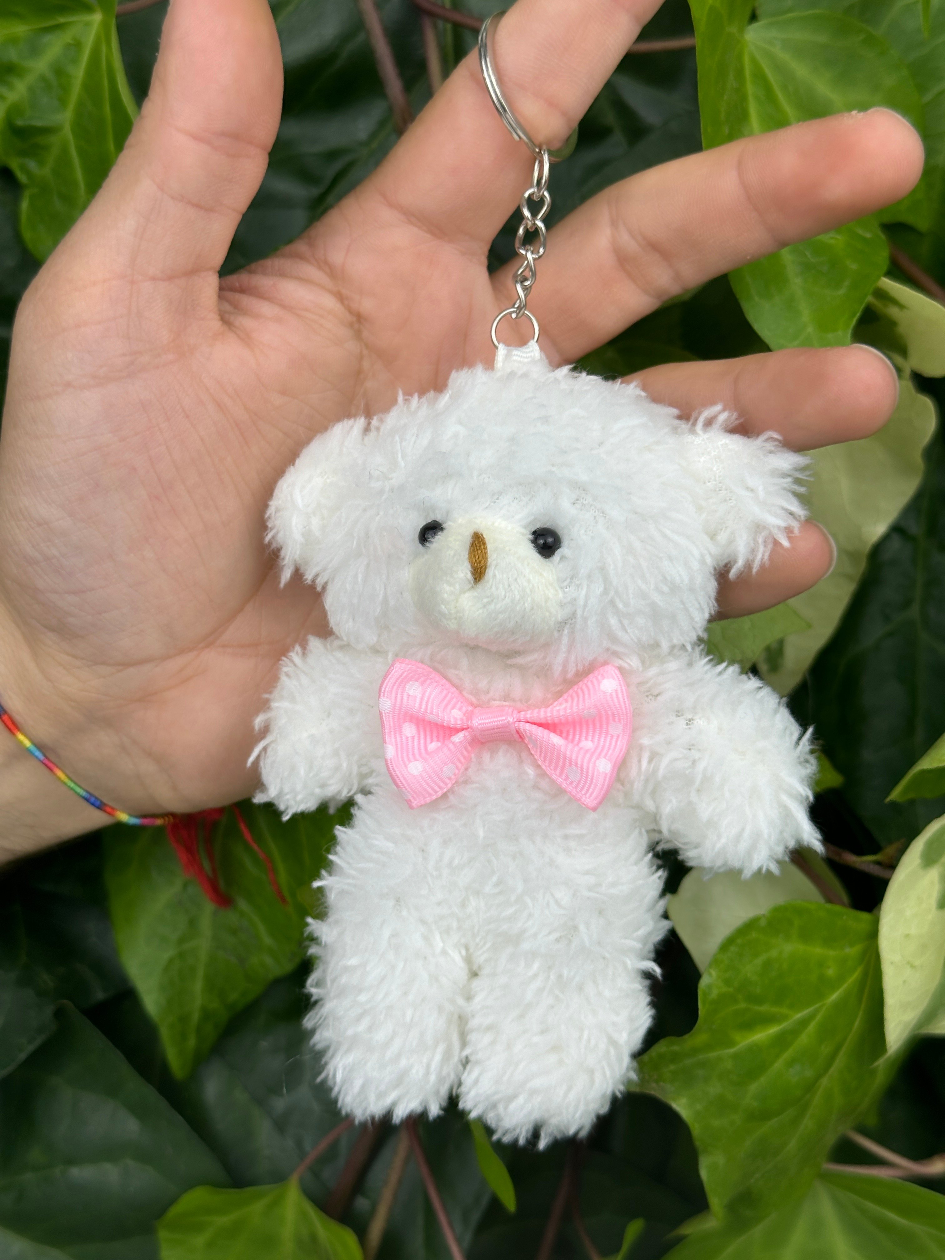 Pembe Papyonlu Peluş Ayıcık Anahtarlık 12'li Paket