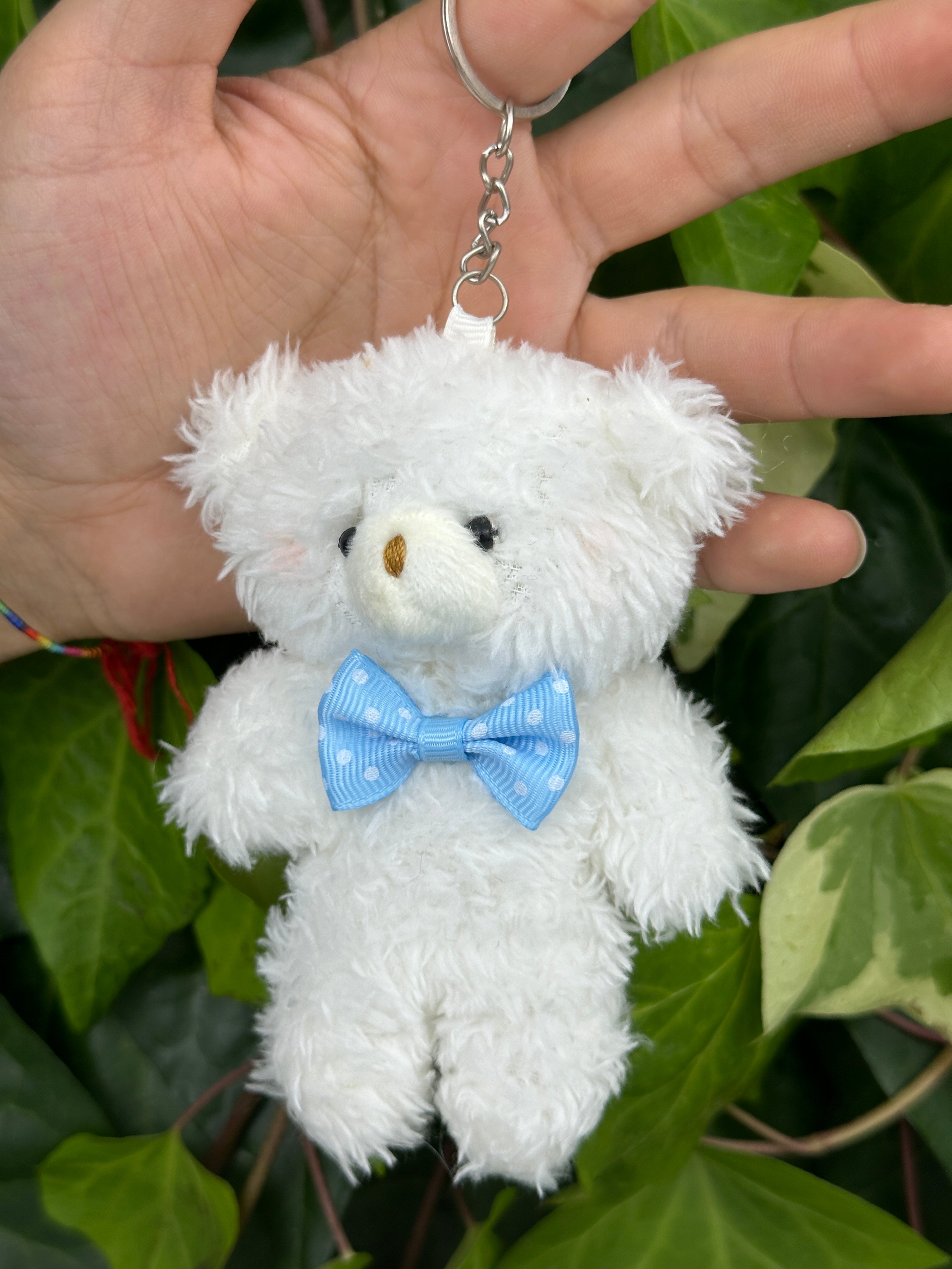 Mavi Papyonlu Peluş Ayıcık Anahtarlık 12'li Paket