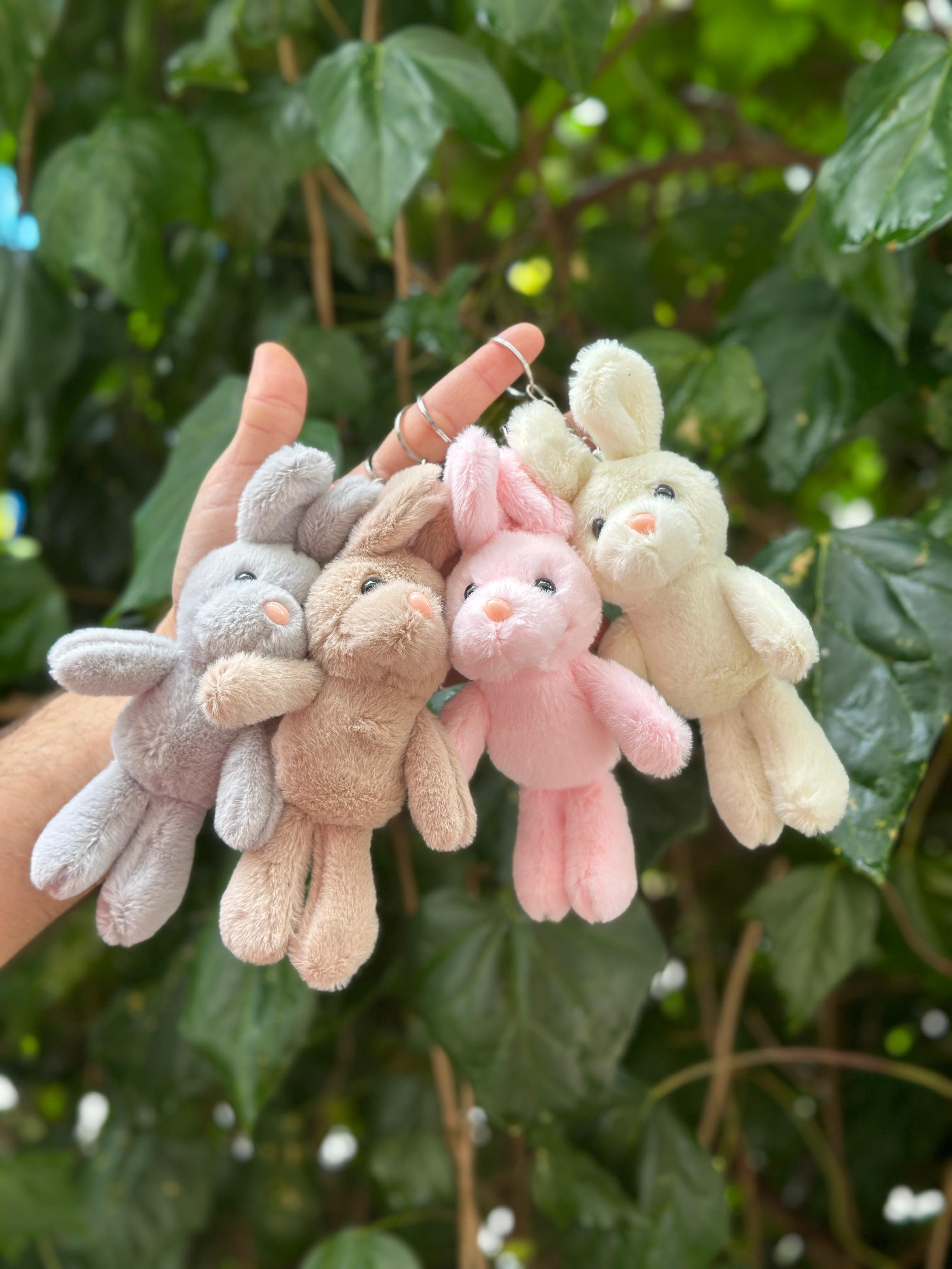 17 Cm Karışık Renk Peluş Tavşan Anahtarlık 12'li Paket