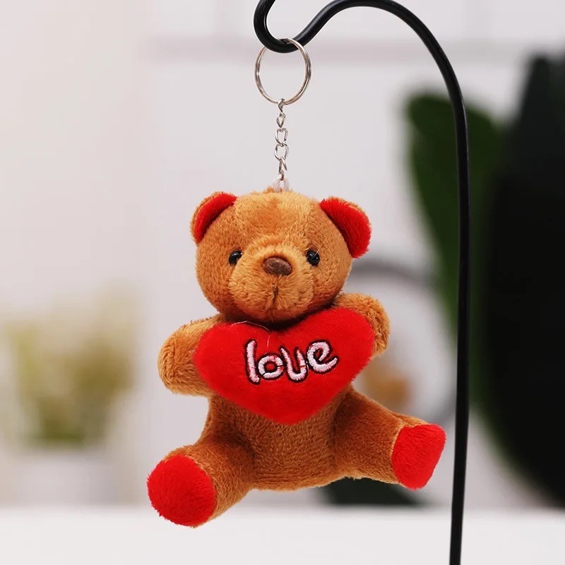 10 cm Karışık Renk Love Ayıcık Anahtarlık 12’li Paket 
