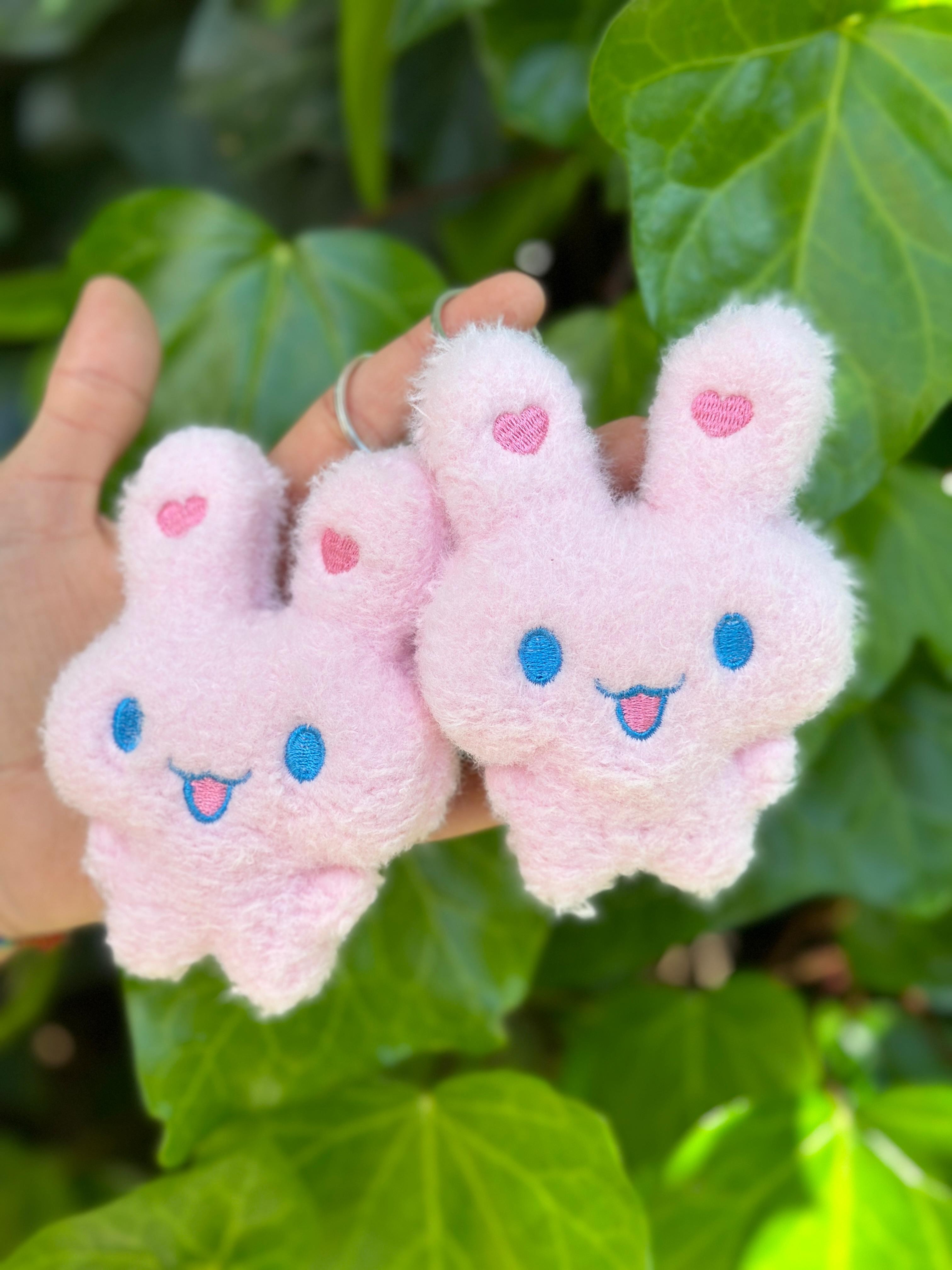 Kulağında Kalp Figürlü Tavşan Pembe Renk 12'li Paket