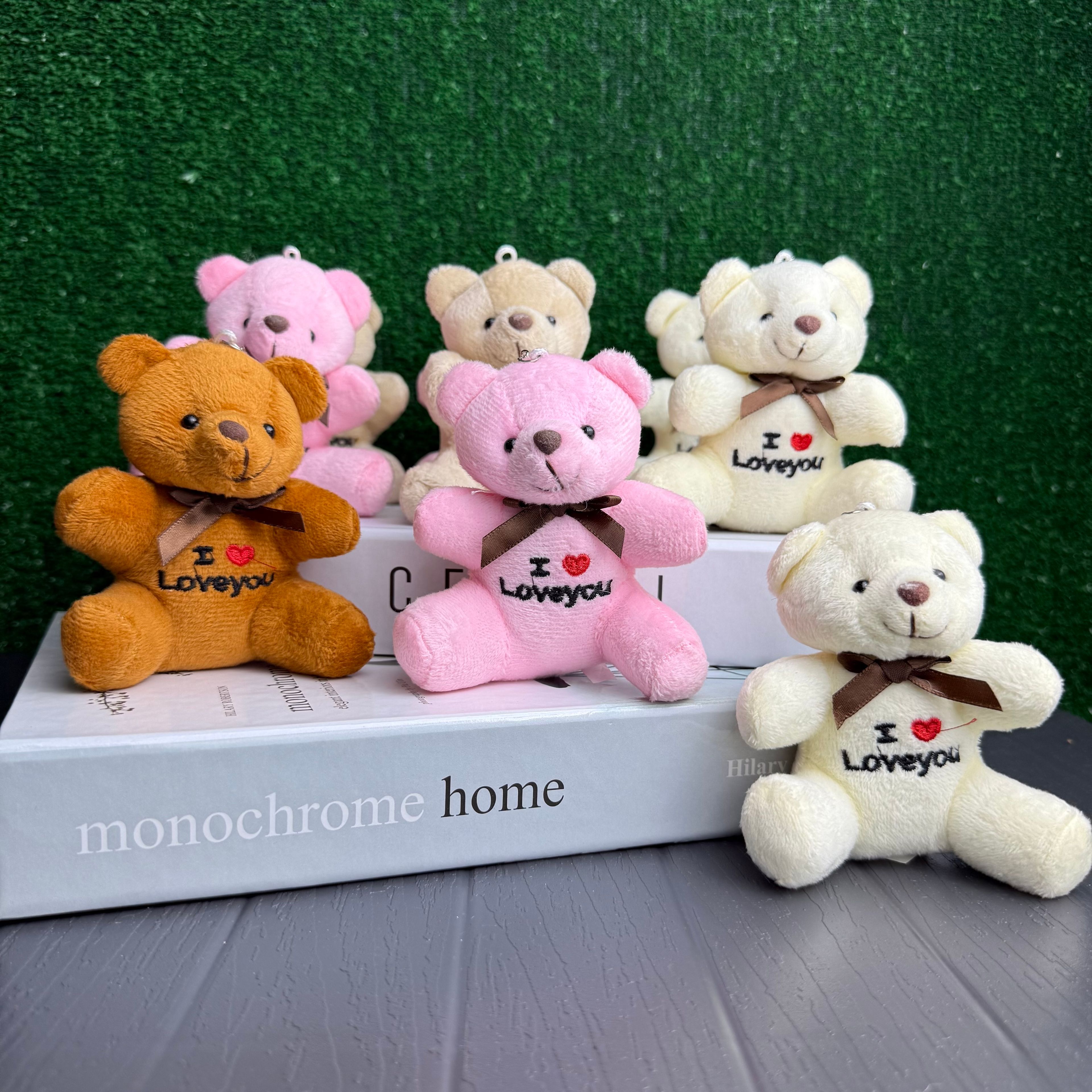10 cm I Love You Nakışlı Ayıcık Anahtarlık 12’li Karışık Paket