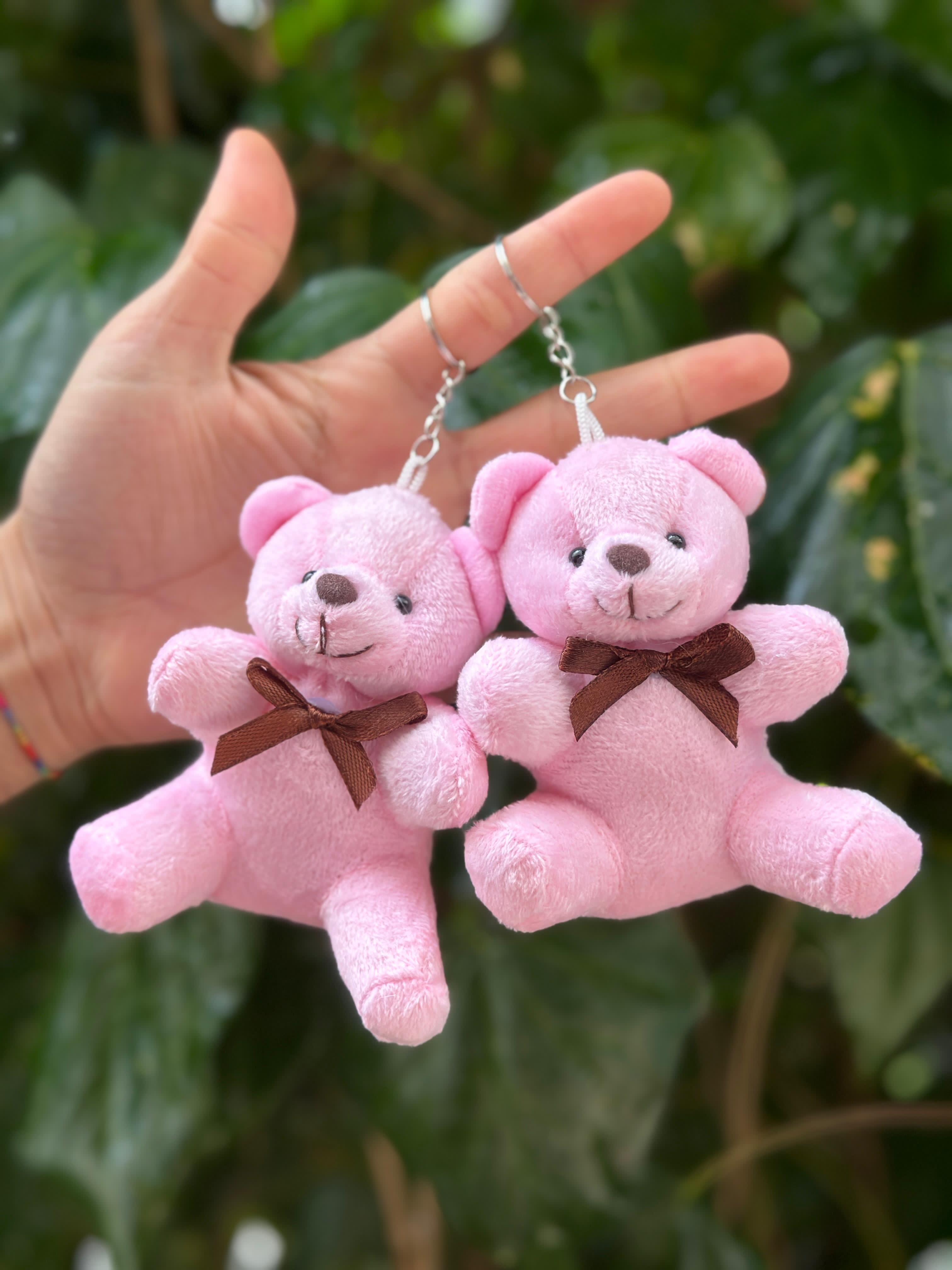 10 Cm Sevimli  Oturan Pembe Ayıcık Anahtarlık 12'li Paket
