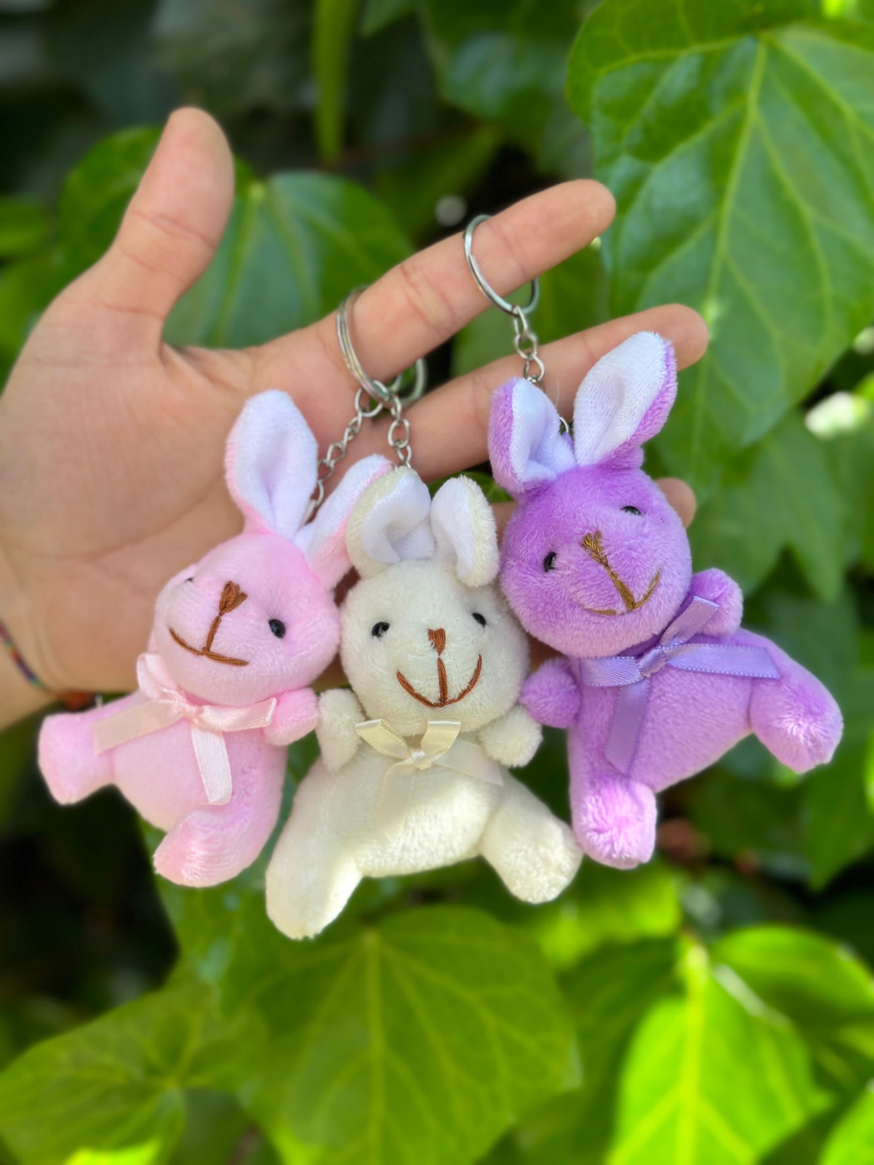 Tavşan Pelüş Anahtarlık Mor Renk 12'li Paket