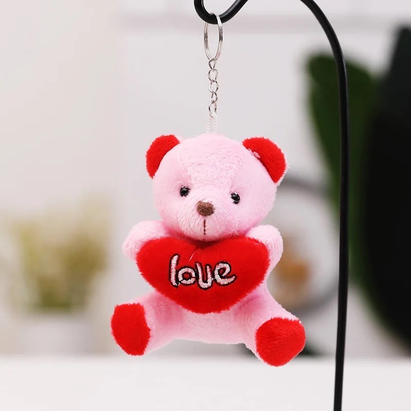 10 cm Karışık Renk Love Ayıcık Anahtarlık 12’li Paket 