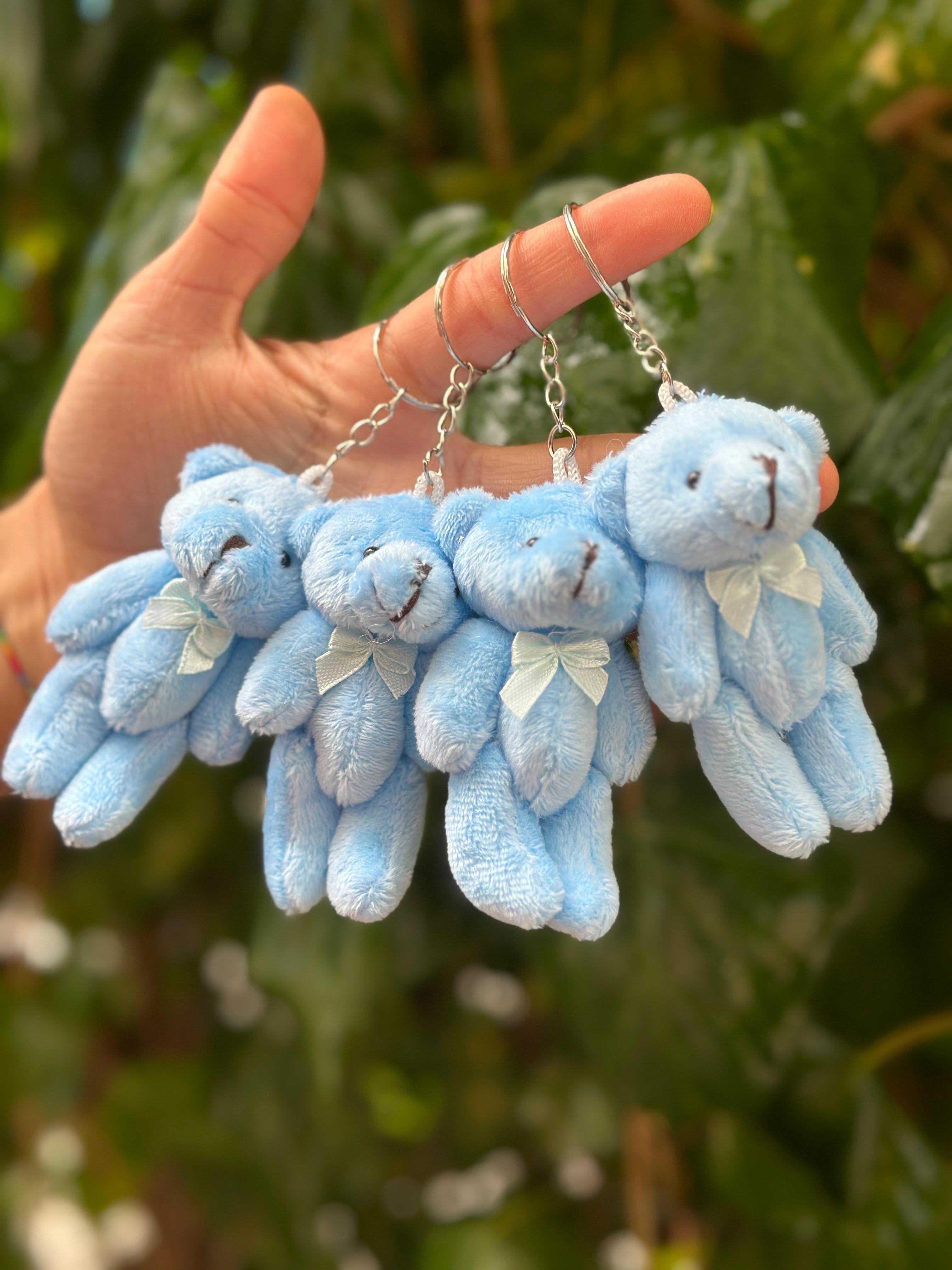 8 Cm Mavi Peluş Ayıcık Anahtarlık 12'li Paket