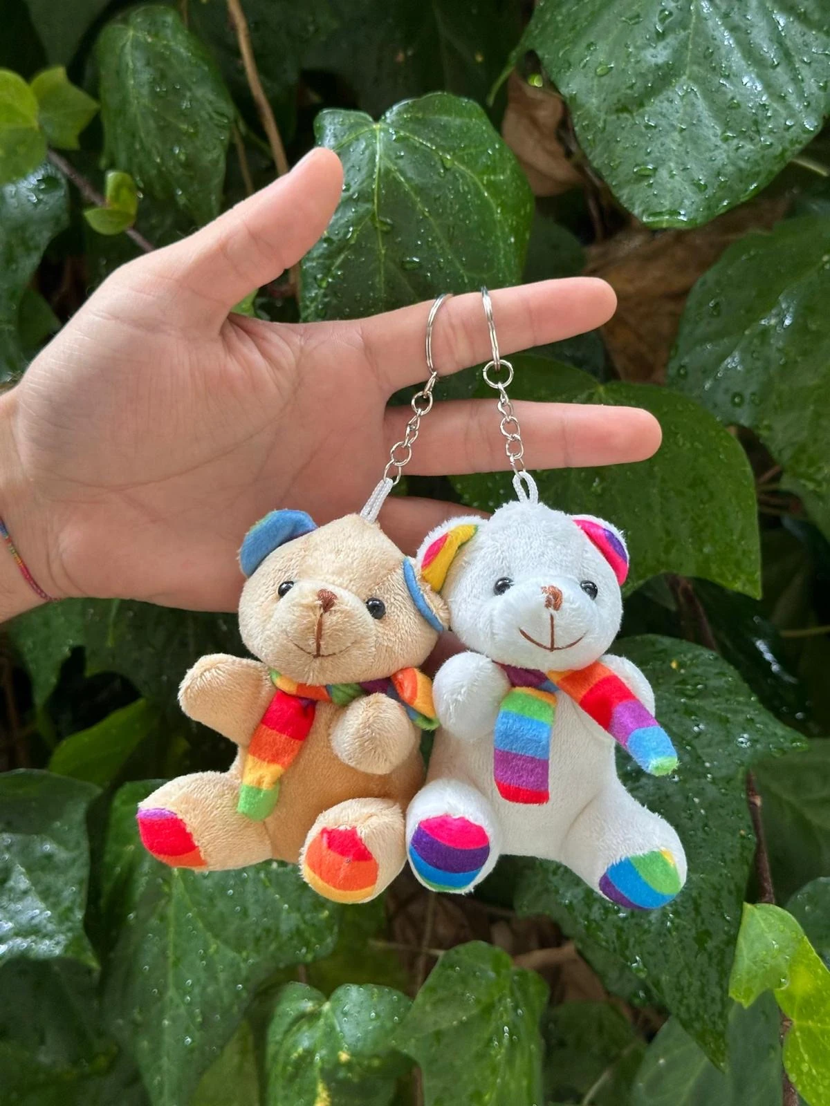 Pelüş Gökkuşağı Atkılı Ayıcık Anahtarlık 12'li Paket