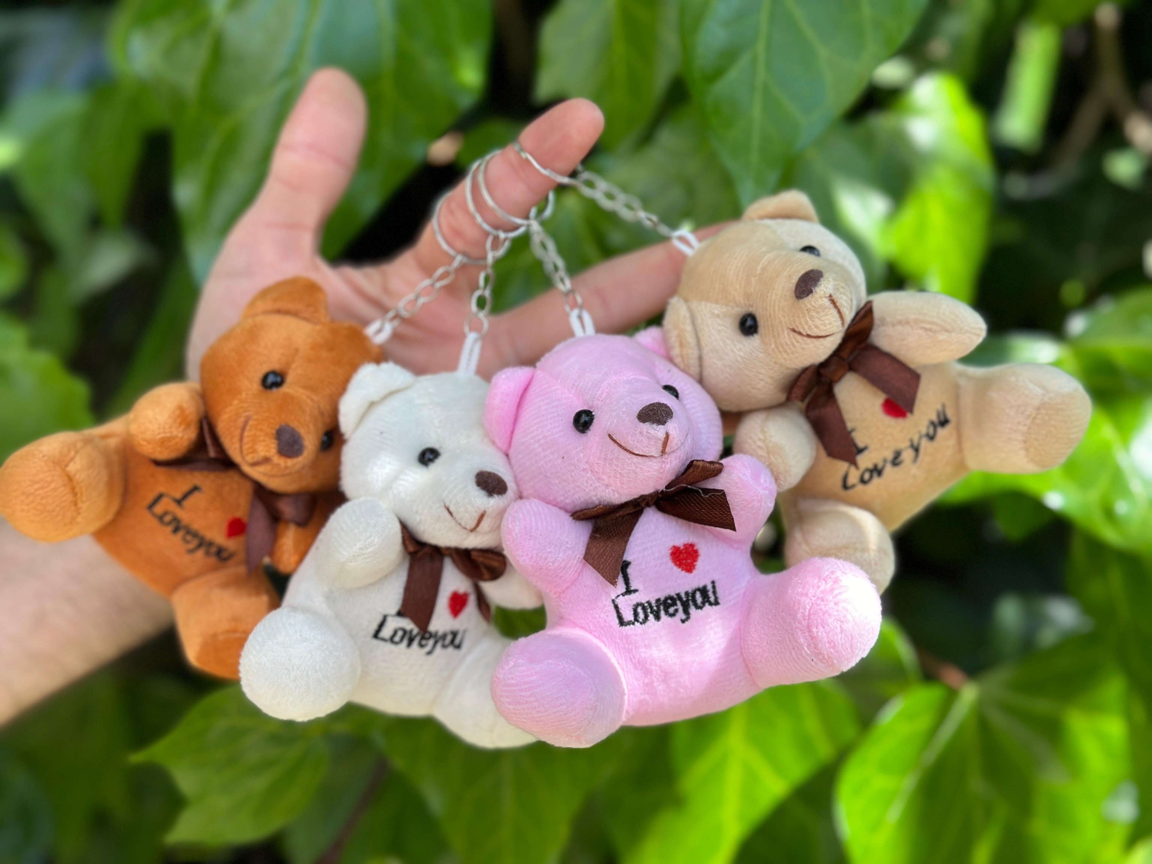 10 cm I Love You Nakışlı Ayıcık Anahtarlık 12’li Karışık Paket