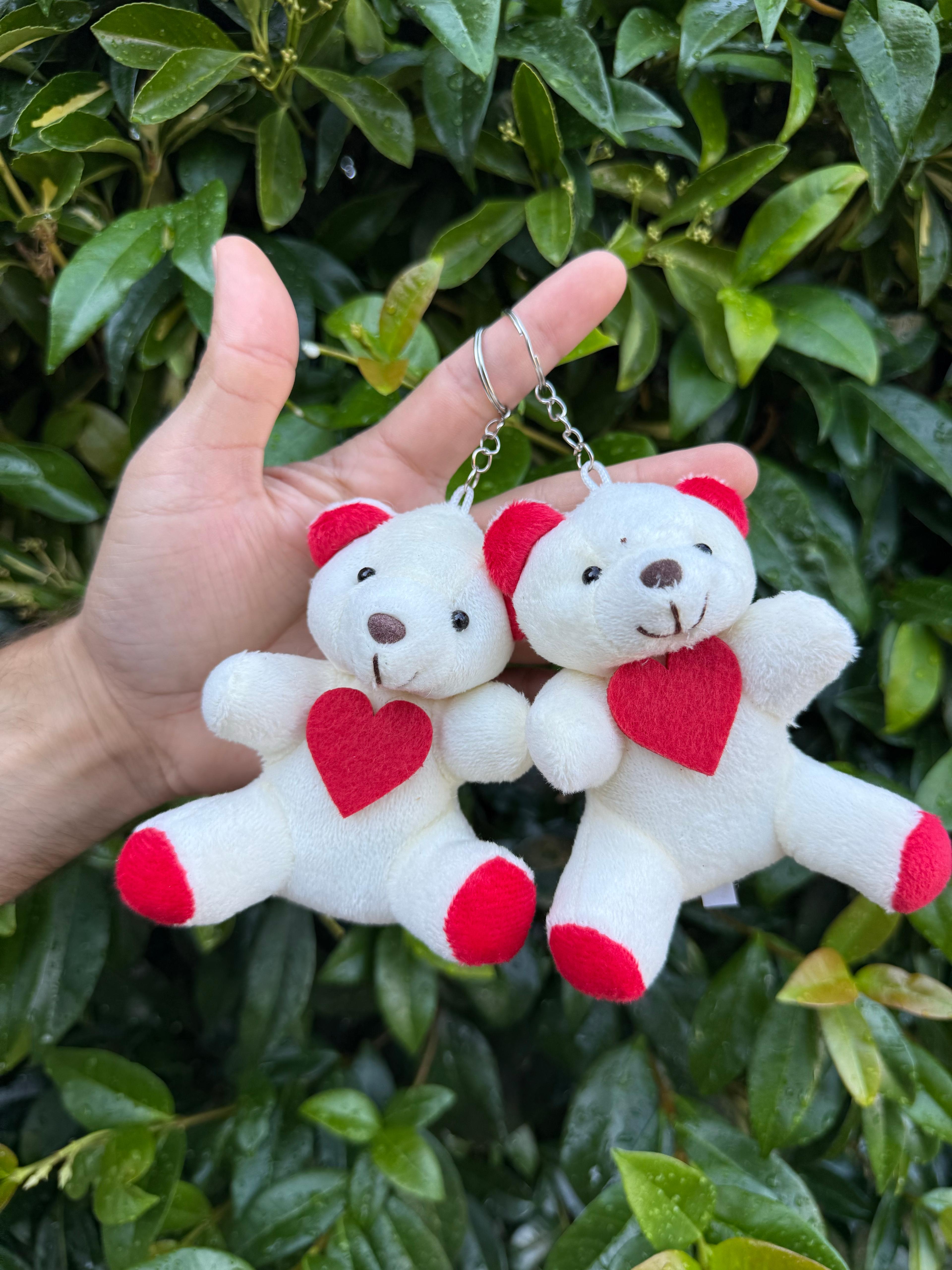 10 cm Krem Renk Kalpli Ayıcık Anahtarlık 12’li Paket