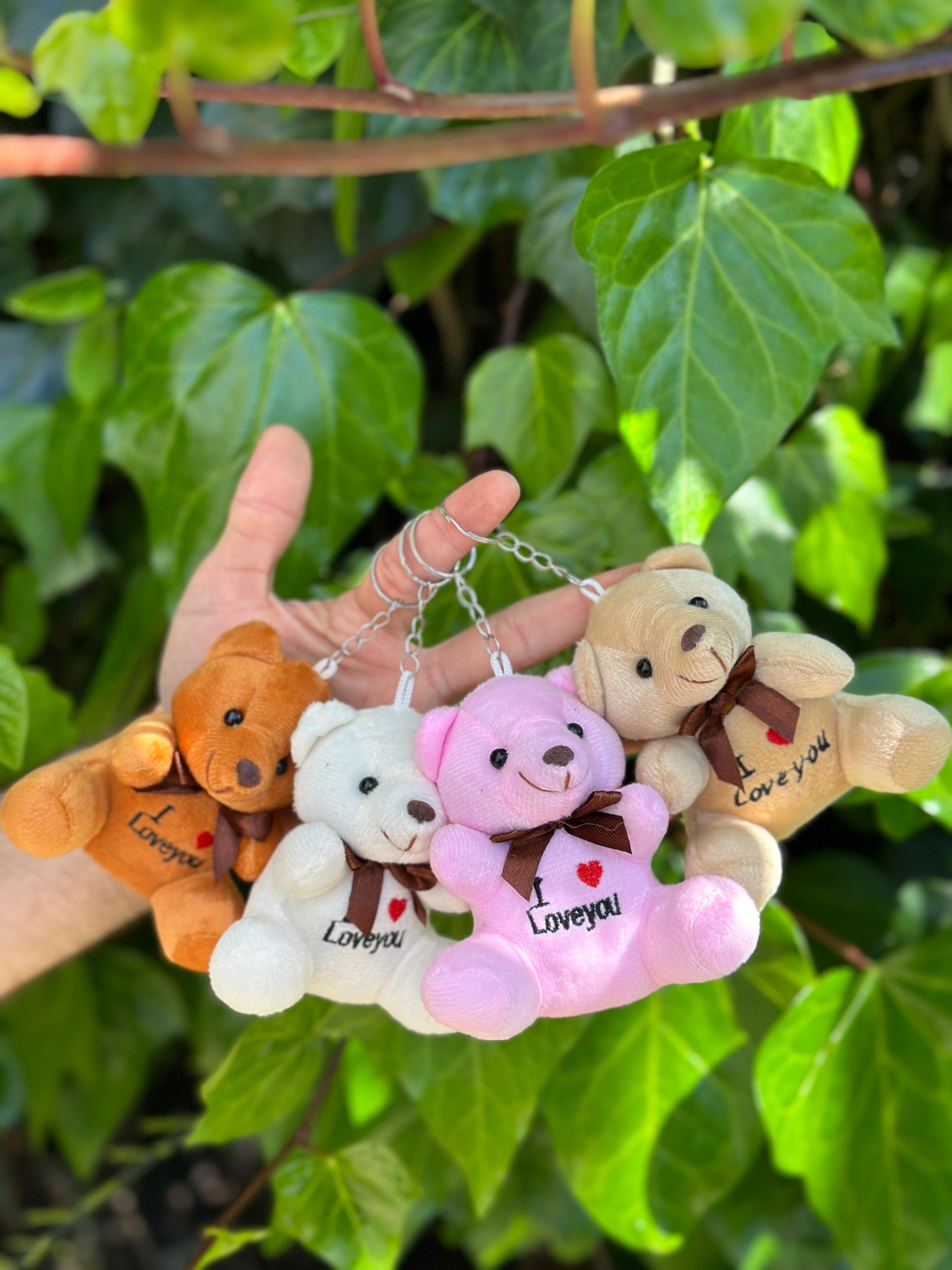 10 cm I Love You Nakışlı Ayıcık Anahtarlık 12’li Karışık Paket