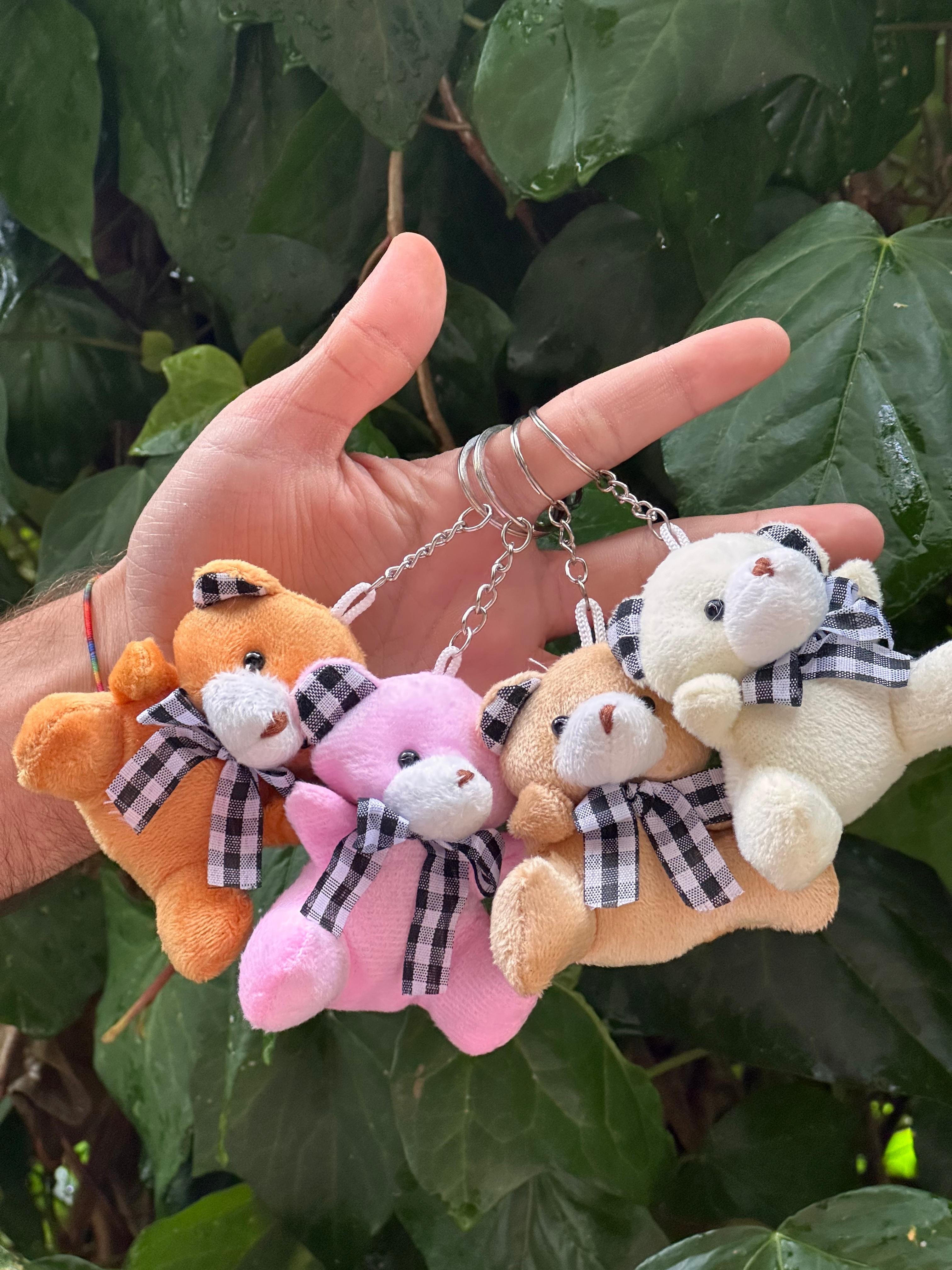 7cm Oturan Pelüş Ayıcık Anahtarlık Karma Renk 12'li Paket