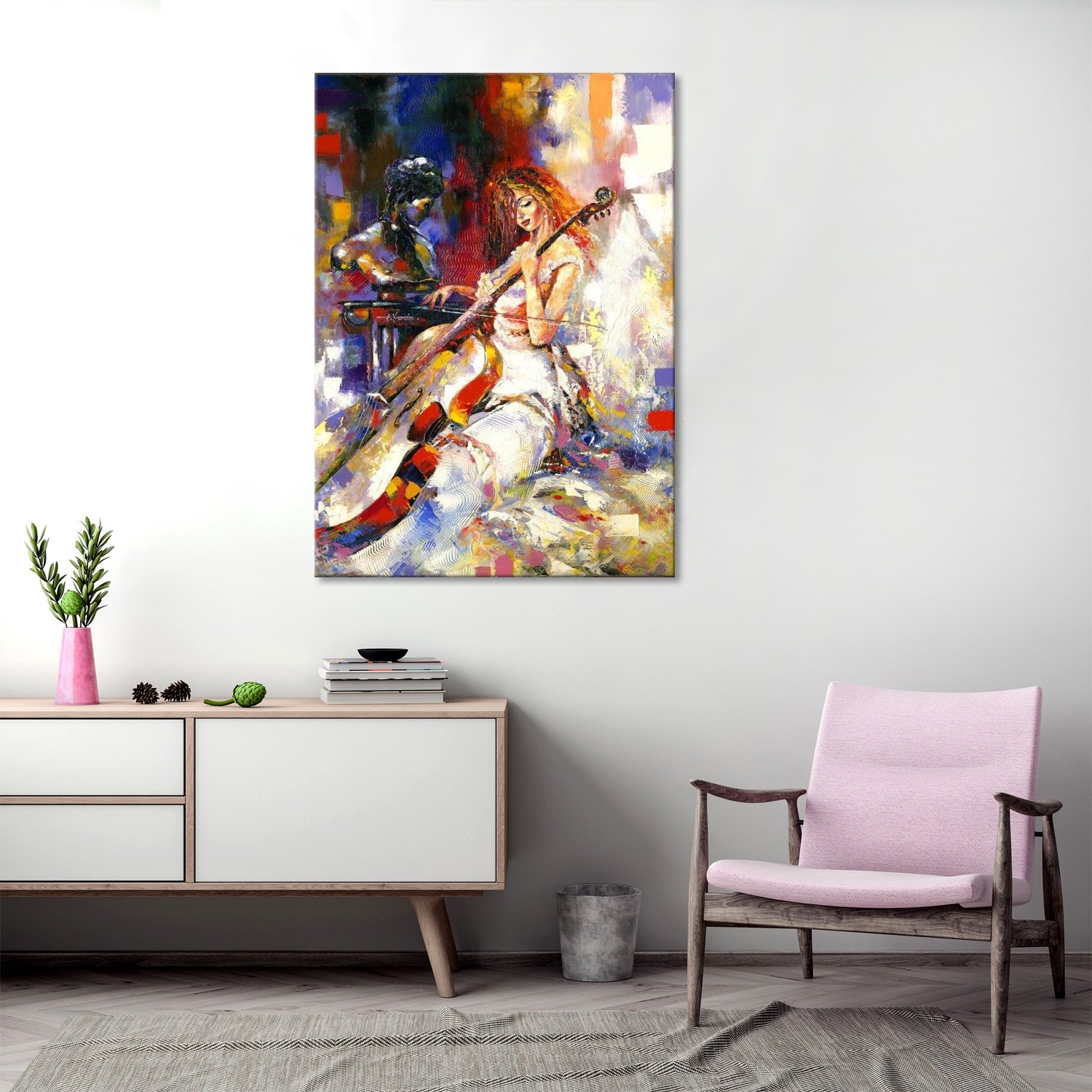 Woman with Cello - Canvas Paintings