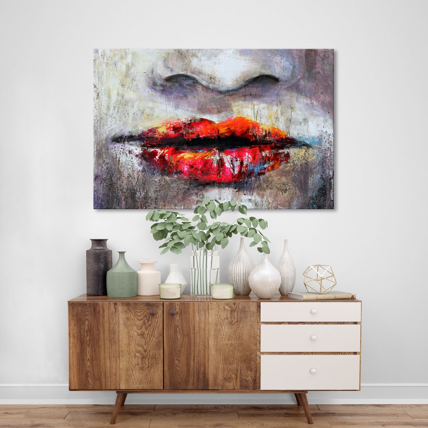 Woman with Red Lipstick - Canvas Paintings