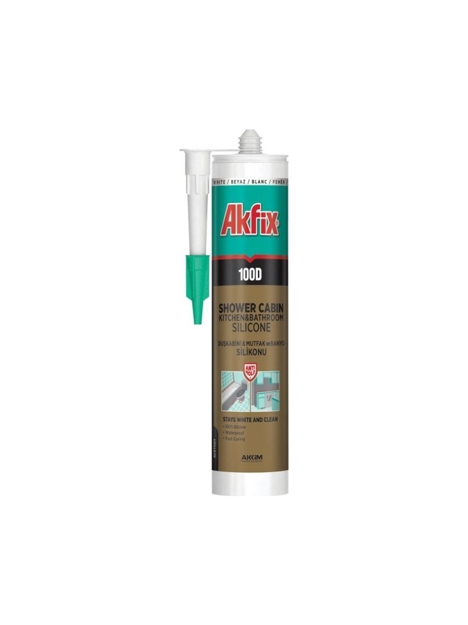 Akfix 310 Ml Duşakabin Silikonu Beyaz 100D
