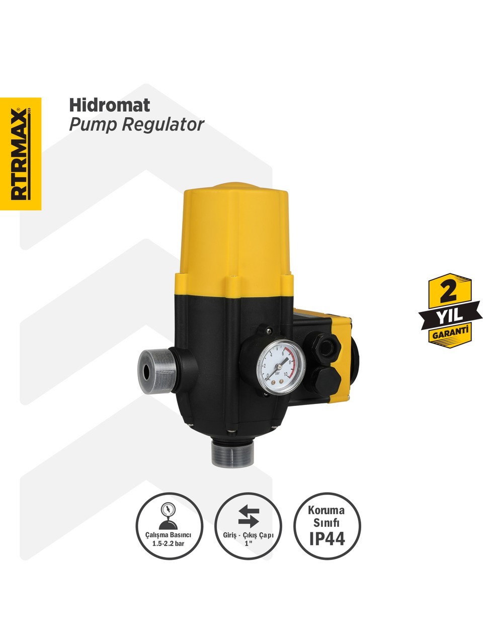 RTRMAX RTM858 Hidromat Barometre Prizli 1.5-2.2 Bar 1x1'' Çap