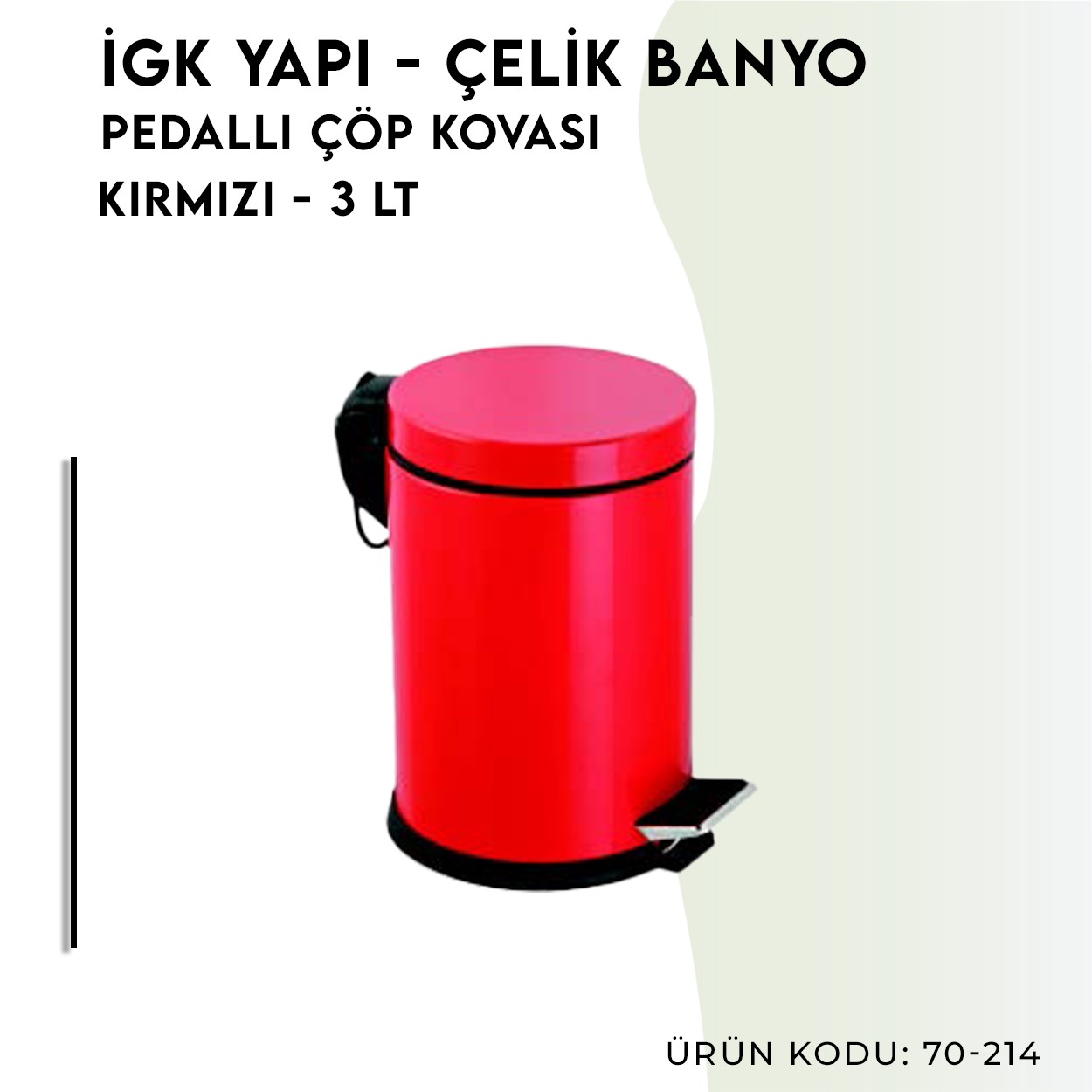 İGK YAPI | CLK Banyo Pedallı Çöp Kovası 3lt Kırmızı (70-214)