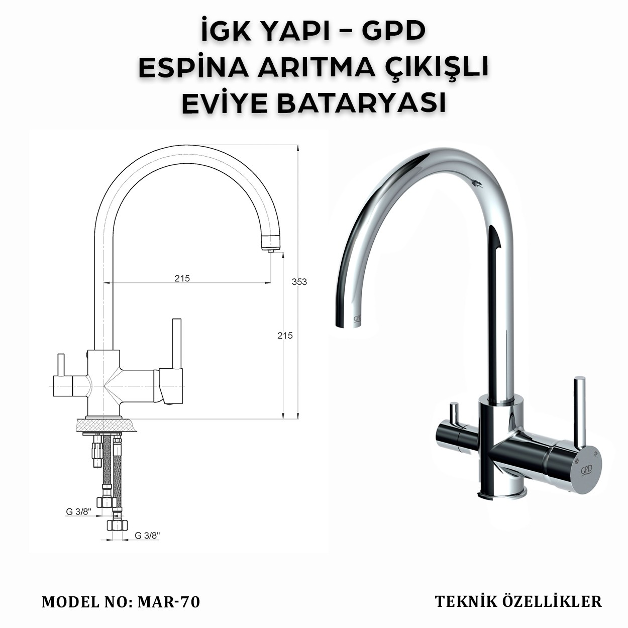 İGK YAPI - GPD MAR70 ESPİNA ARITMA ÇIKIŞLI EVİYE BATARYASI