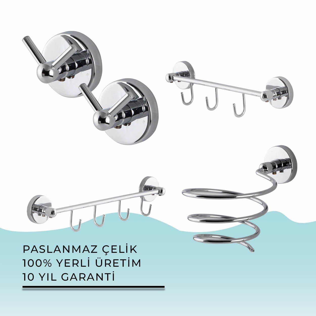 İGK YAPI | CLK Banyo Karaca Serisi Banyo Aksesuar Seti -3(5 Parça)