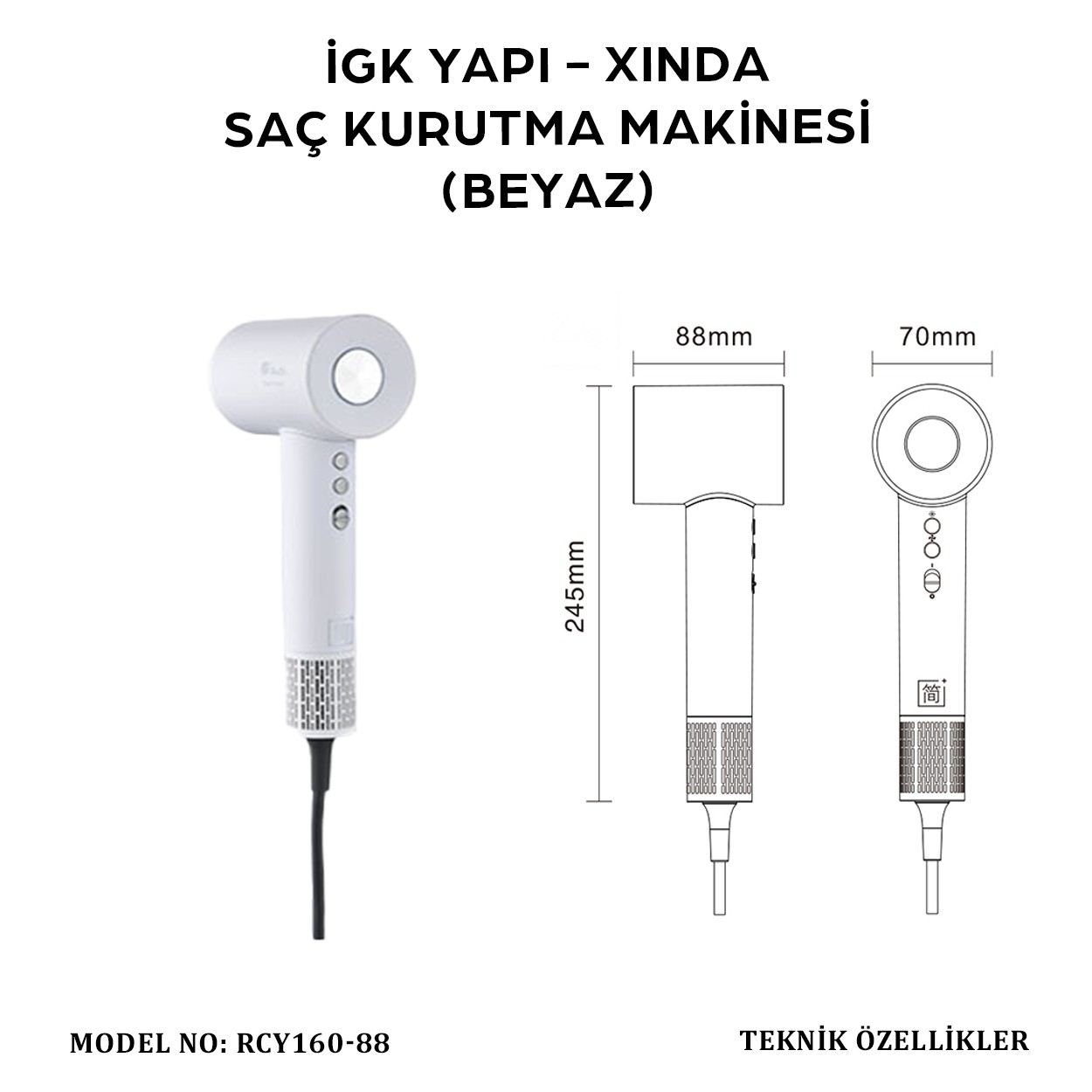 İGK YAPI – XINDA SAÇ KURUTMA MAKİNESİ (RCY160-88)