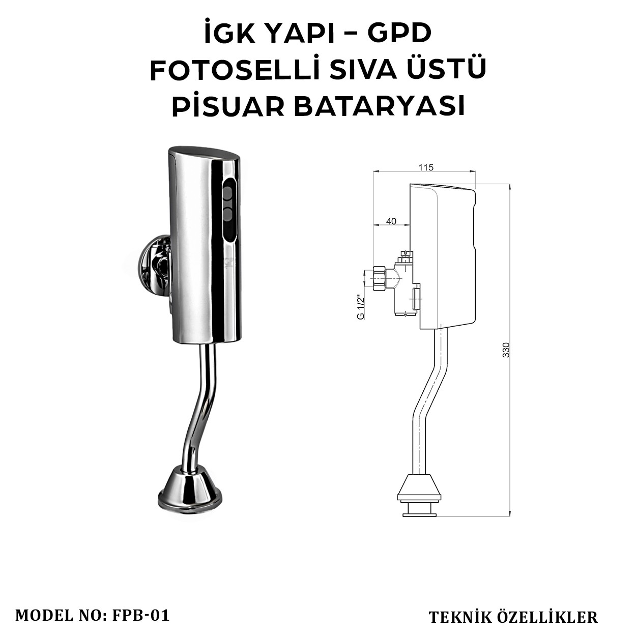 İGK YAPI - GPD FPB01 FOTOSELLİ PİSUVAR BATARYASI (SIVA ÜSTÜ)