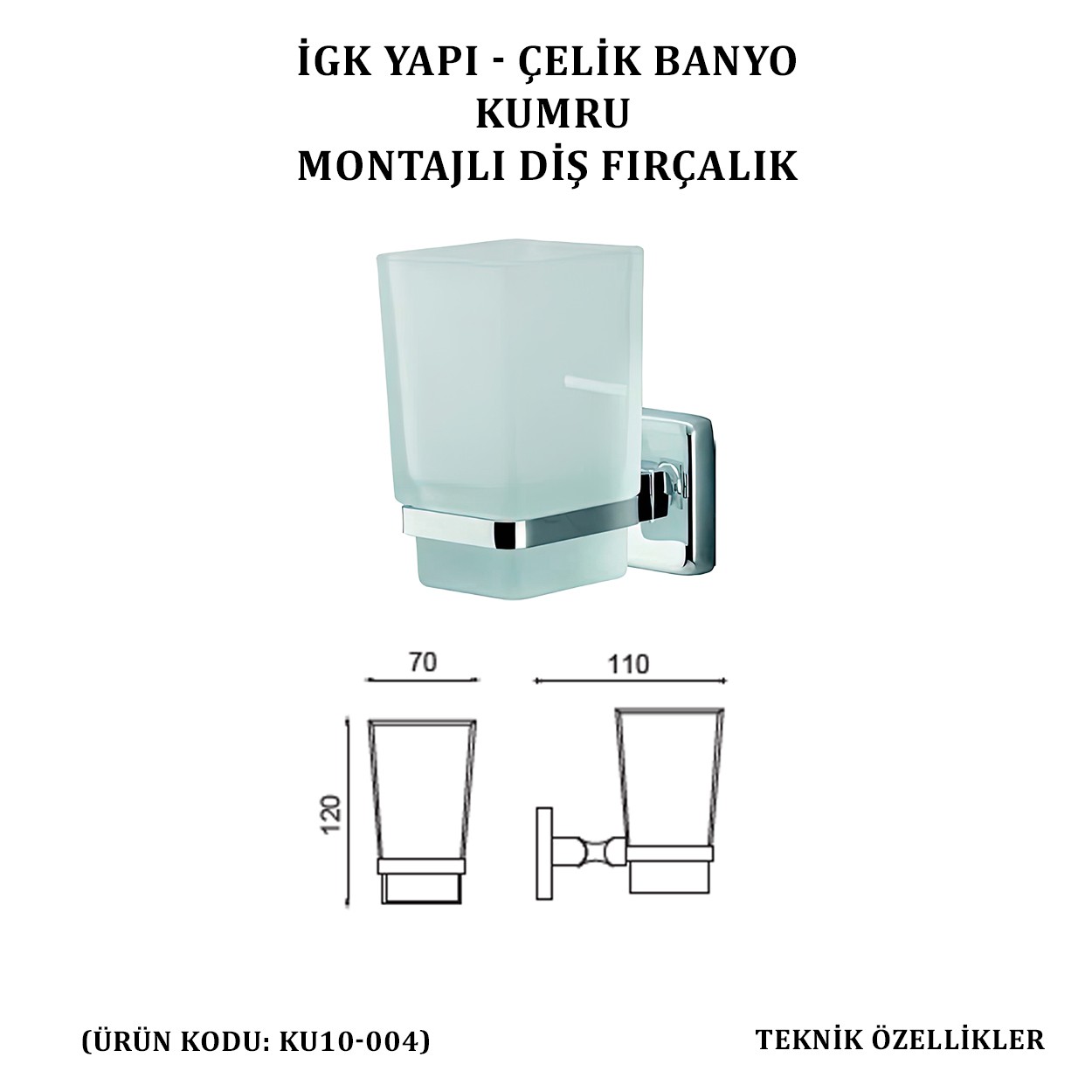 İGK YAPI - ÇELİK BANYO KUMRU MONTAJLI DİŞ FIRÇALIK (KU10-004)