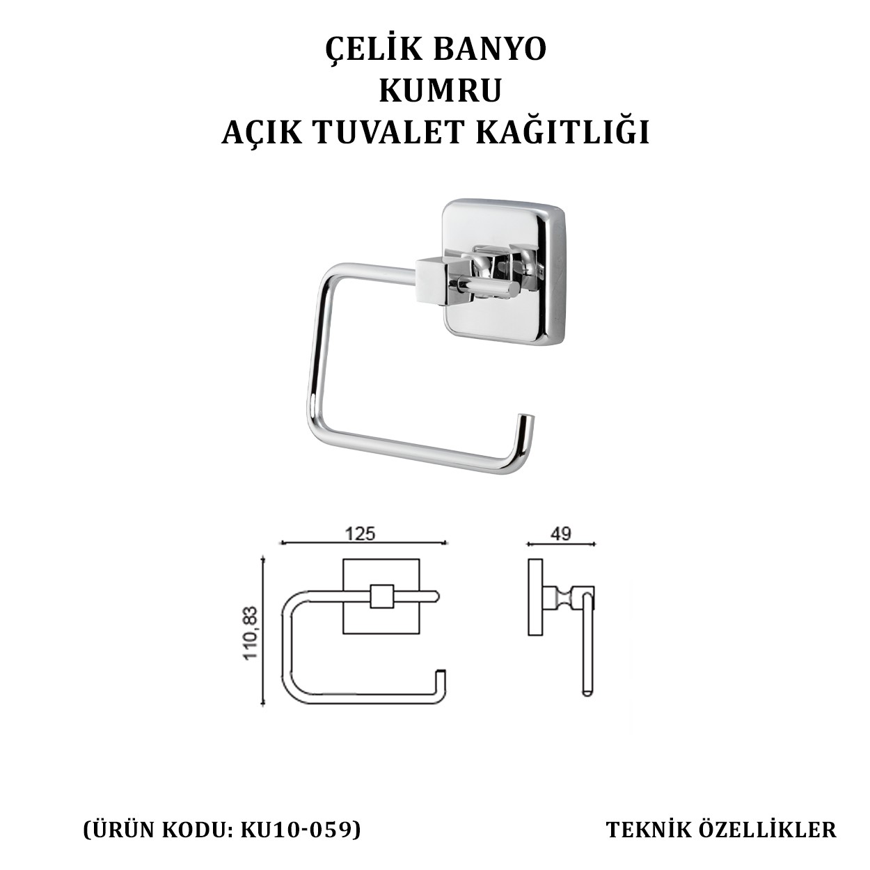 İGK YAPI - ÇELİK BANYO KUMRU AÇIK TUVALET KÂĞITLIĞI (KU10-059)