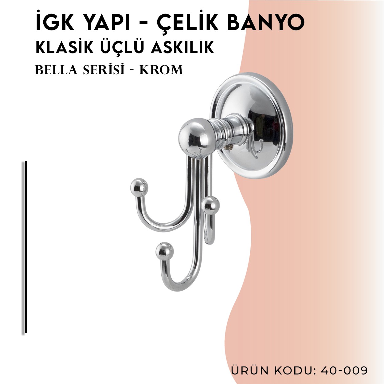 İGK YAPI | CLK Banyo Bella Klasik Üçlü Askılık (40-009)