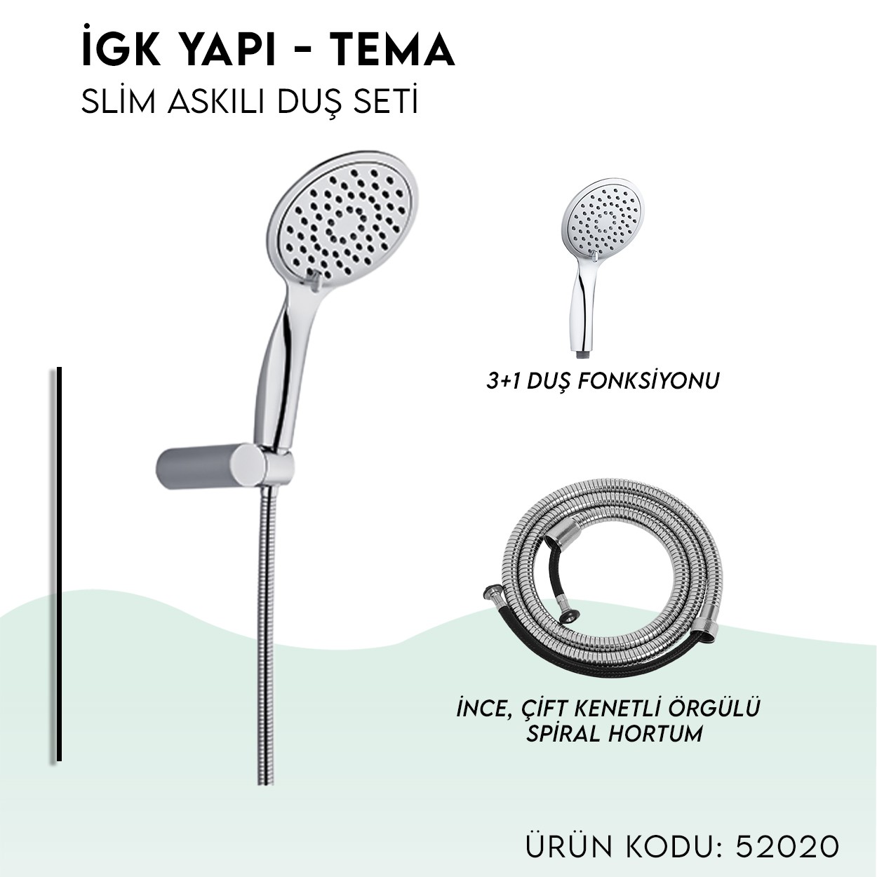 İGK YAPI - TEMA Slim Askılı Duş Seti (52020)