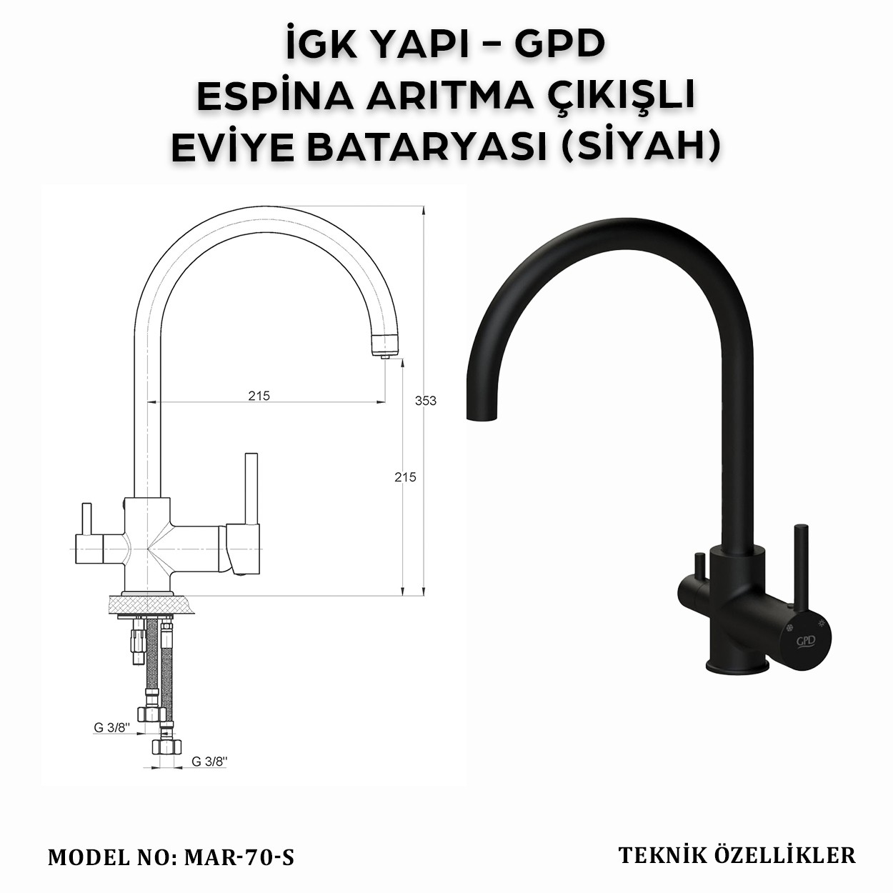 İGK YAPI - GPD MAR70-S ESPİNA ARITMA ÇIKIŞLI EVİYE BATARYASI