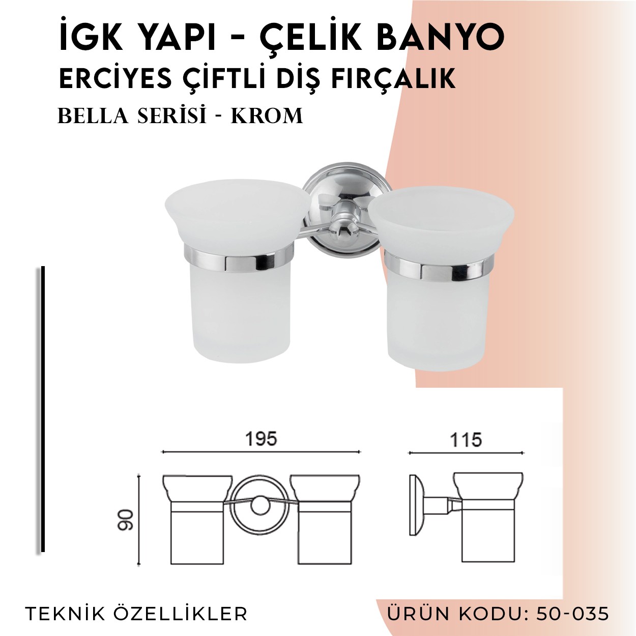 İGK YAPI | CLK Banyo Bella Erciyes Çiftli Diş Fırçalık (50-035)