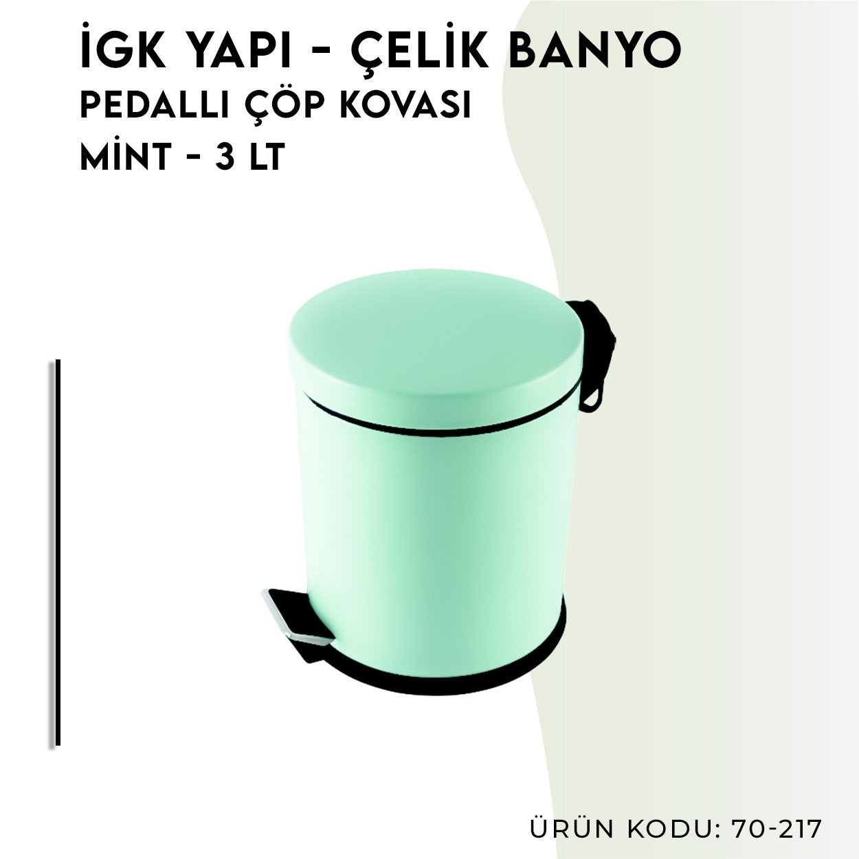 İGK YAPI | CLK Banyo Pedallı Çöp Kovası 3lt Mint (70-217)