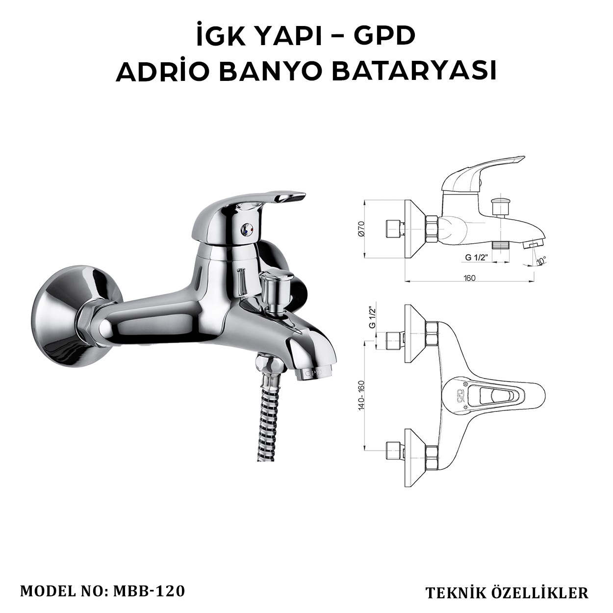 İGK YAPI - GPD MBB120 ADRİO BANYO BATARYASI