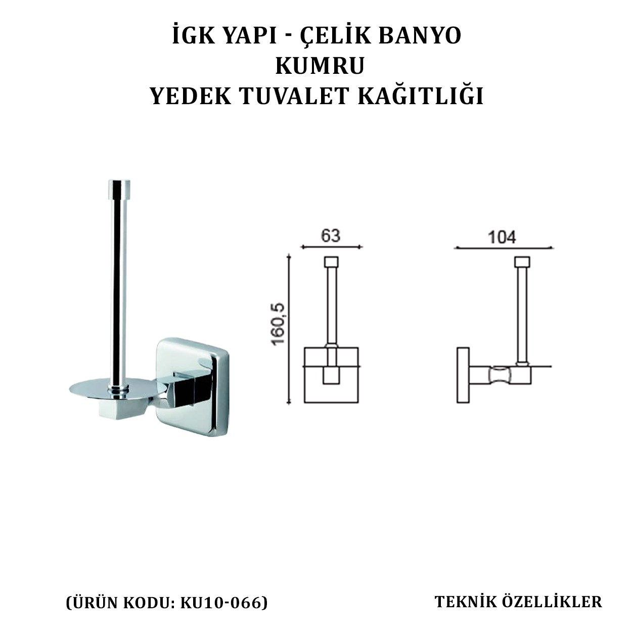 İGK YAPI - ÇELİK BANYO KUMRU YEDEK TUVALET KÂĞITLIĞI (KU10-066)