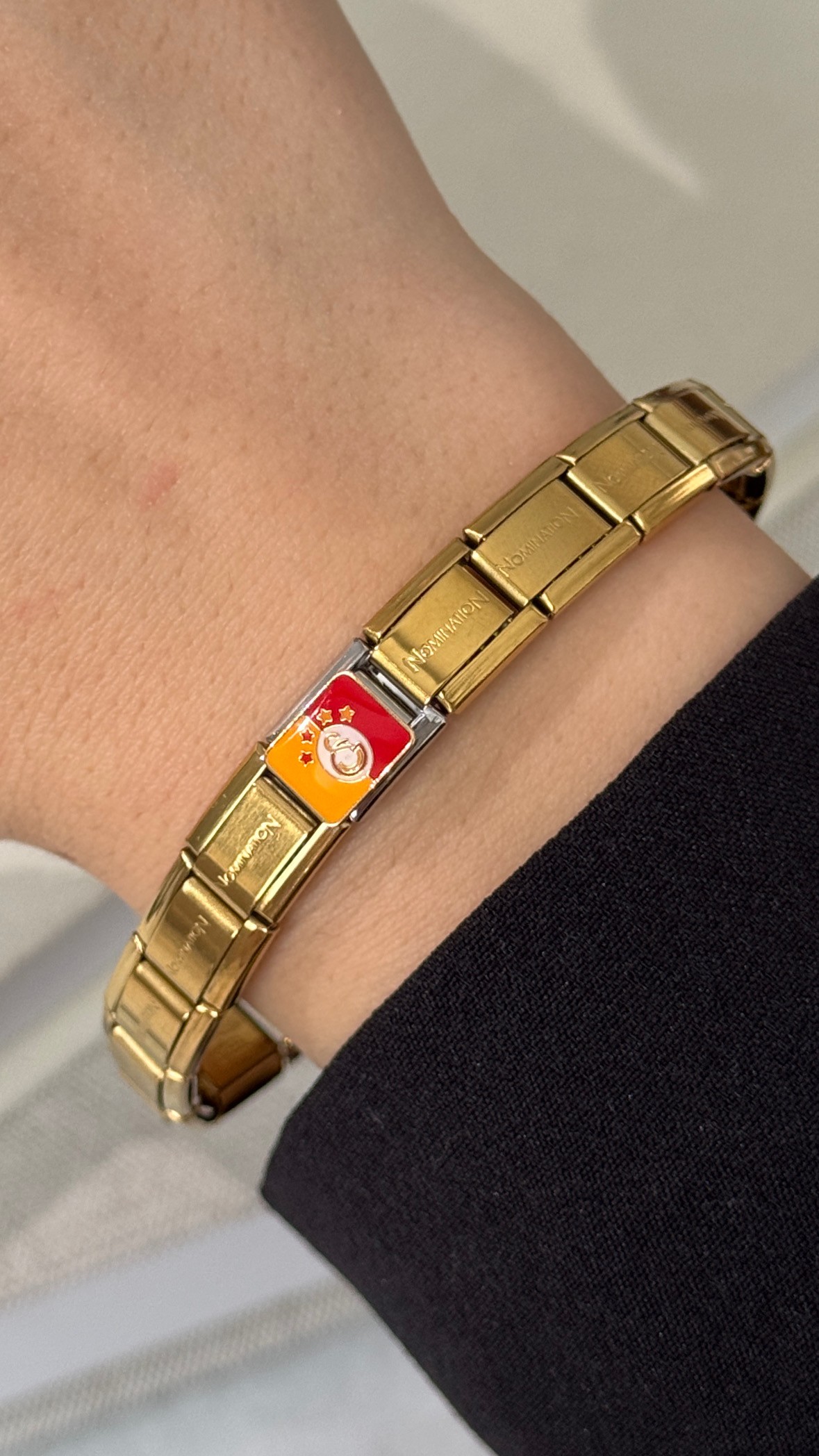 Çelik Taraftar Charm Gold İtalyan Bileklik (Galatasaray)