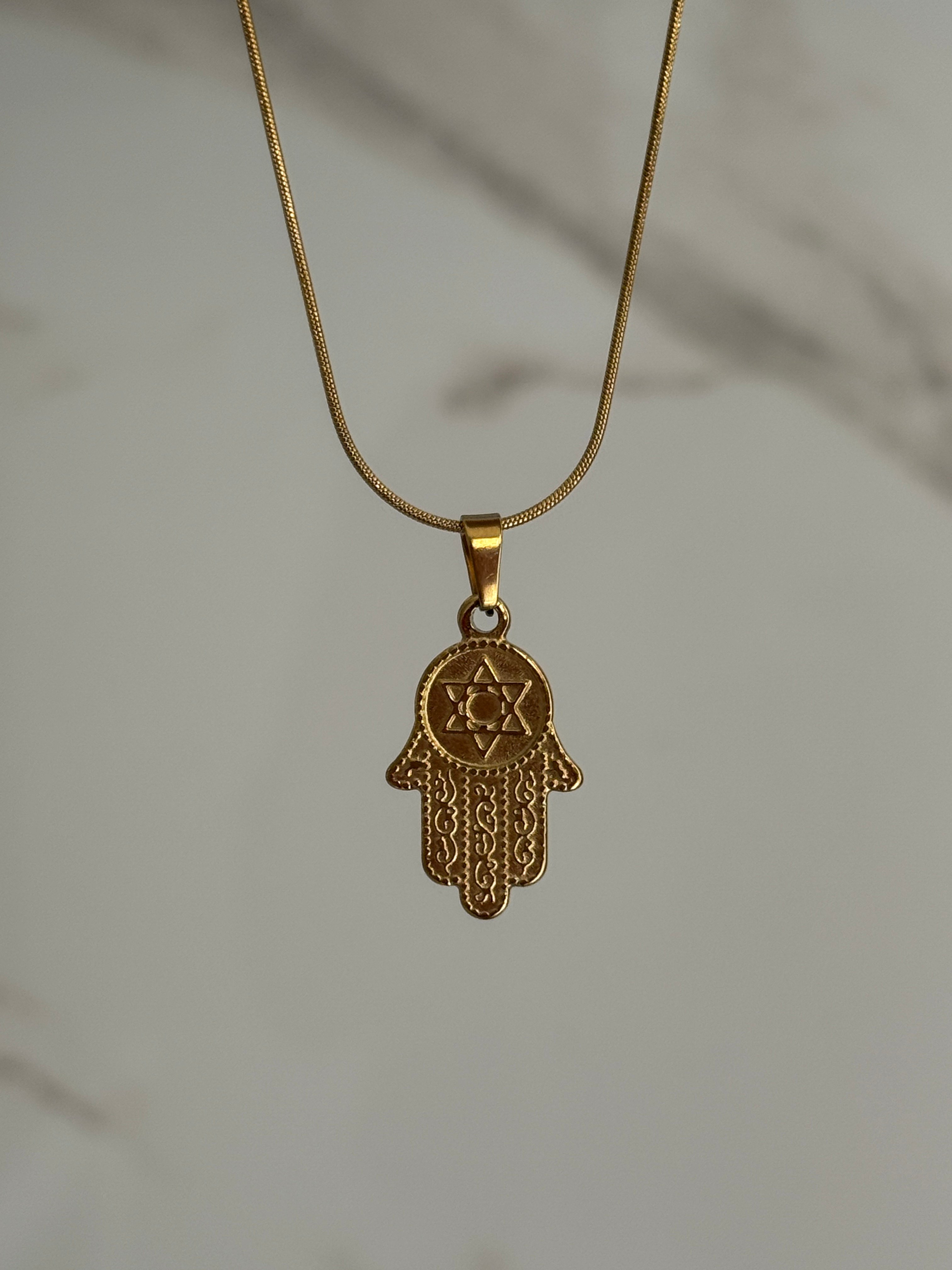 Çelik Hamsa Kolye