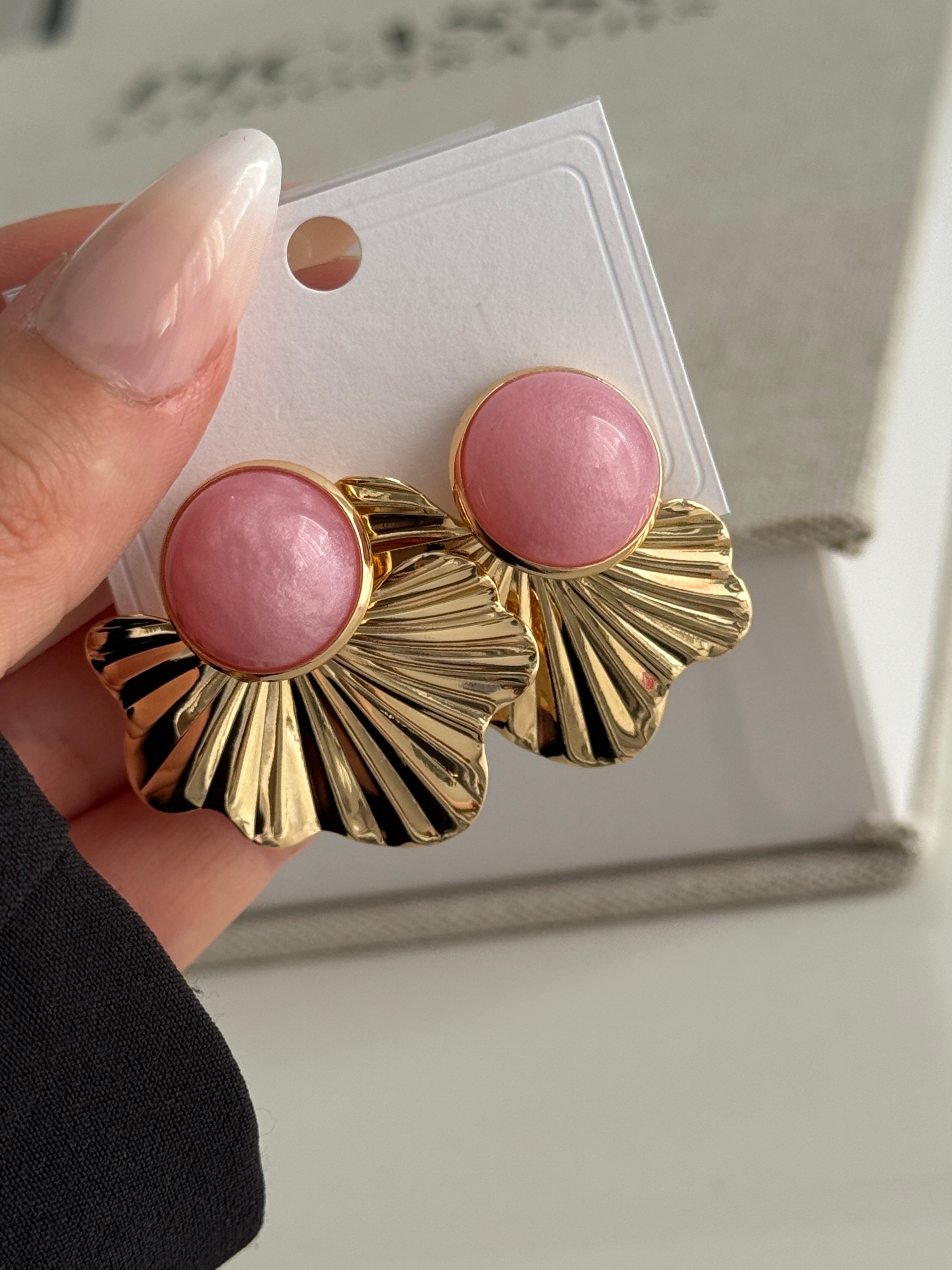 Pembe Taşlı Küpe