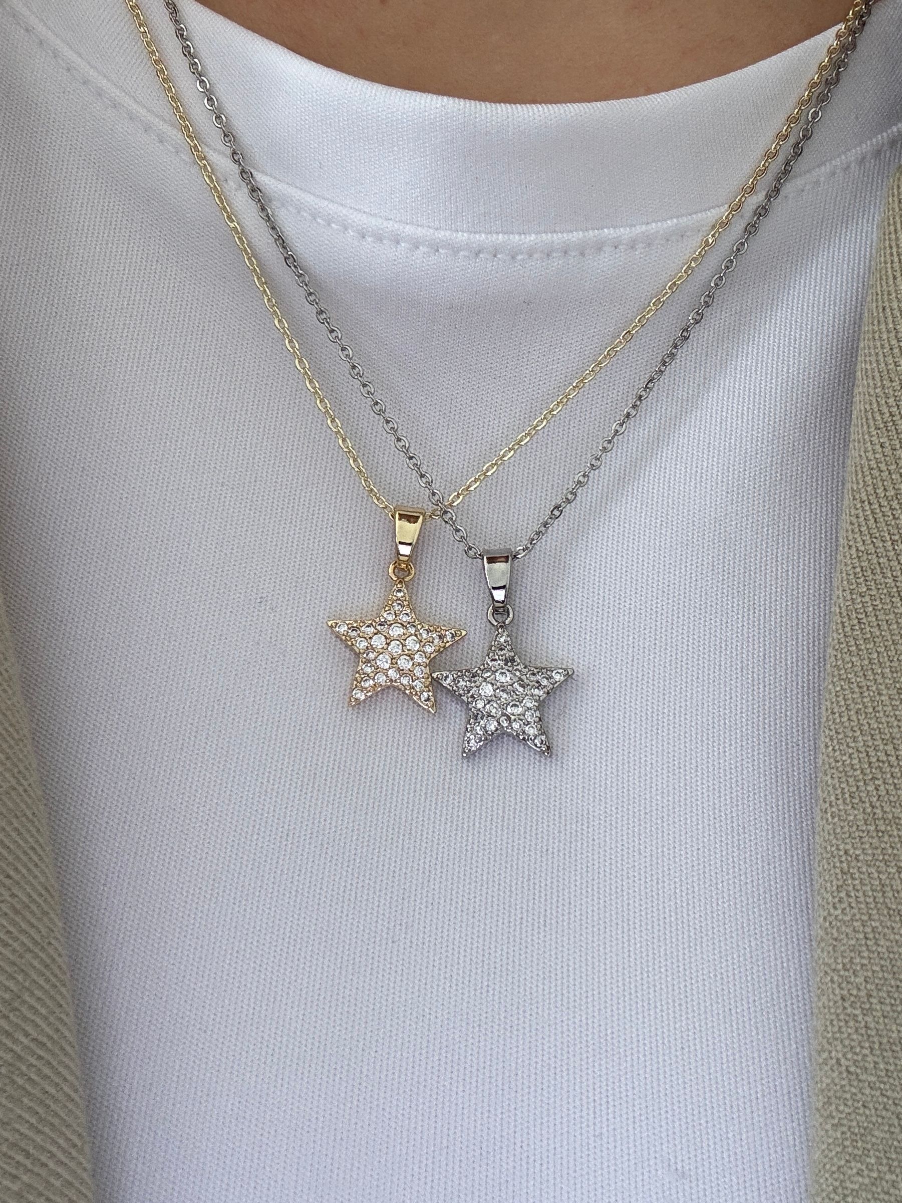 Gold/Silver Yıldız Kolye - Silver