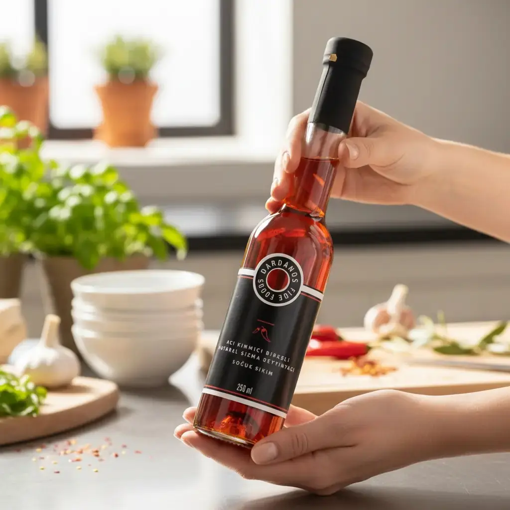 Acı Kırmızı Biber Çeşnili Zeytinyağı - Birlikte Sıkım - 250 ml