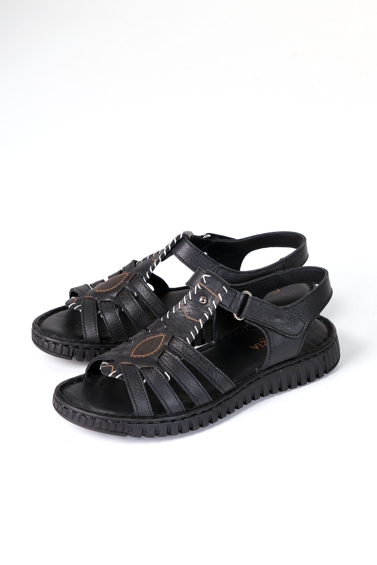 Yazlık Sandalet Hakiki Deri - Siyah