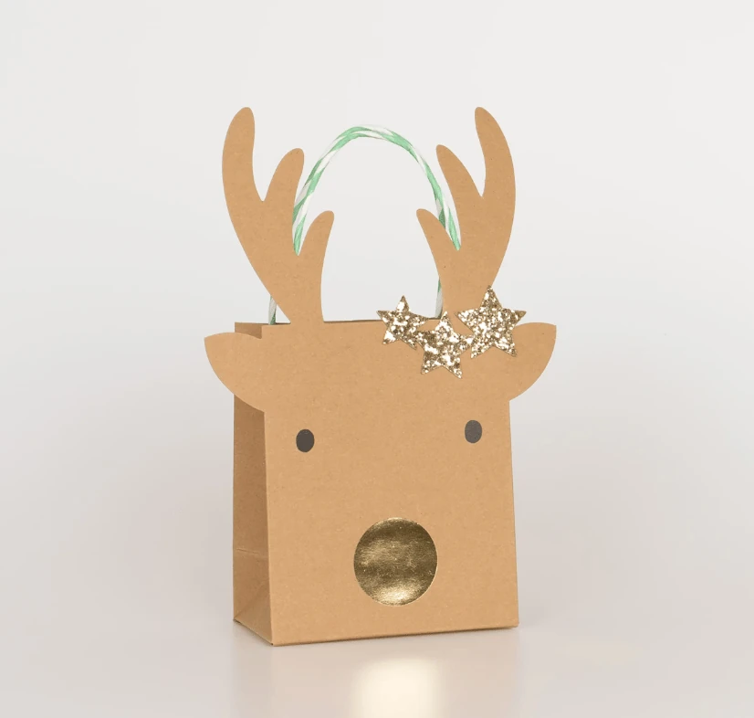 Small Reindeer With Stars Gift Bags - Ren Geyiği Hediye Çantası