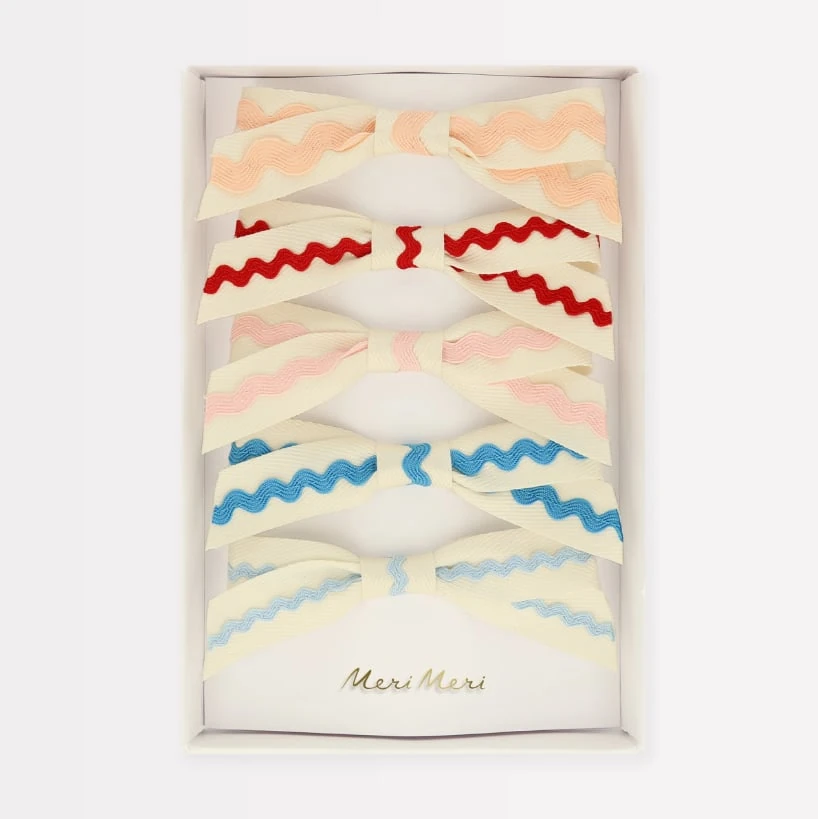 Ric Rac Bow Hair Clips - Kurdele Saç Tokası (x5)